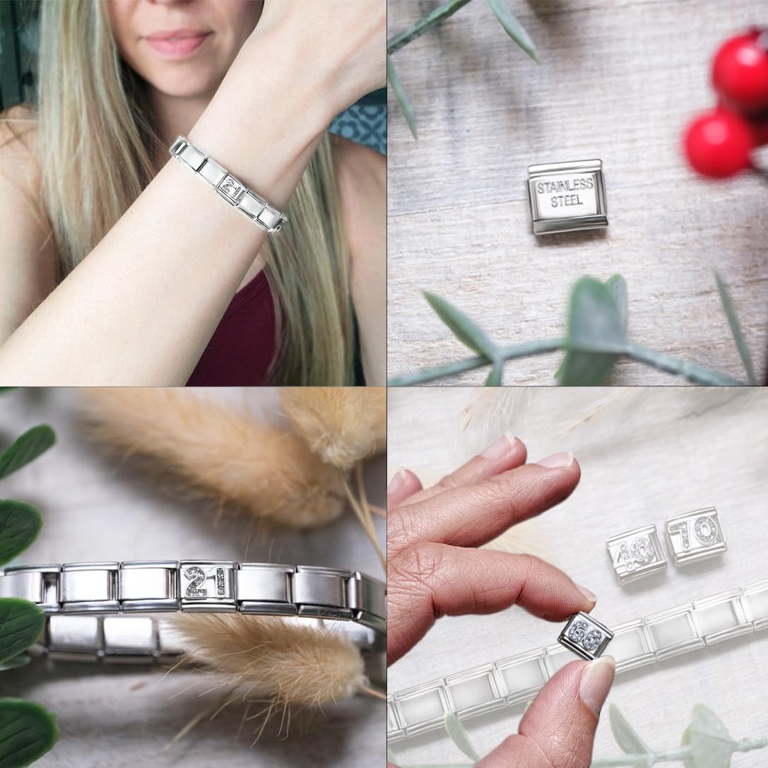 Italian Charm Link Number Birthday Milestones fit 9mm bracelet