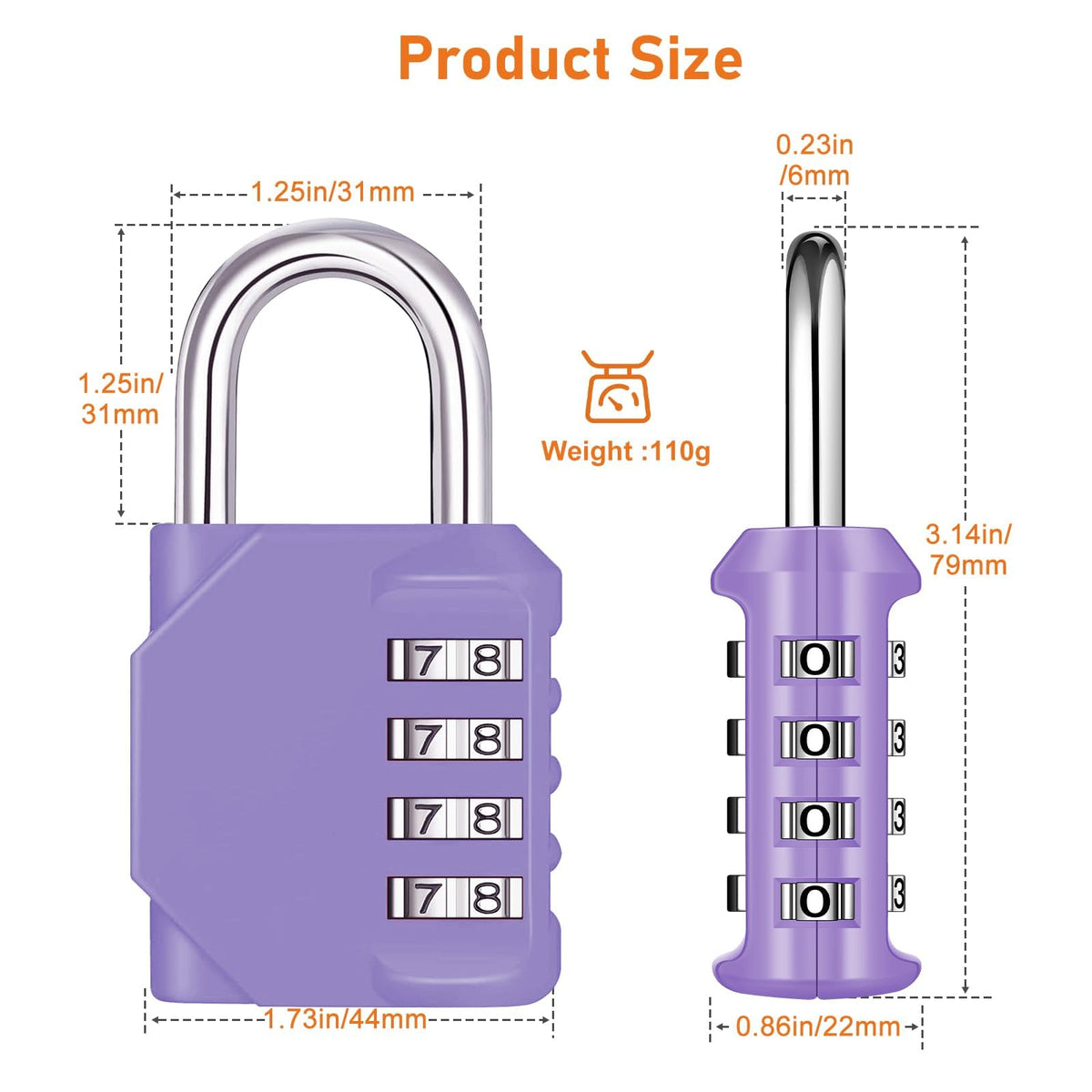 NAGE Padlocks with Code, Combination Lock 4 Digit Gym Locker (1P, Red)