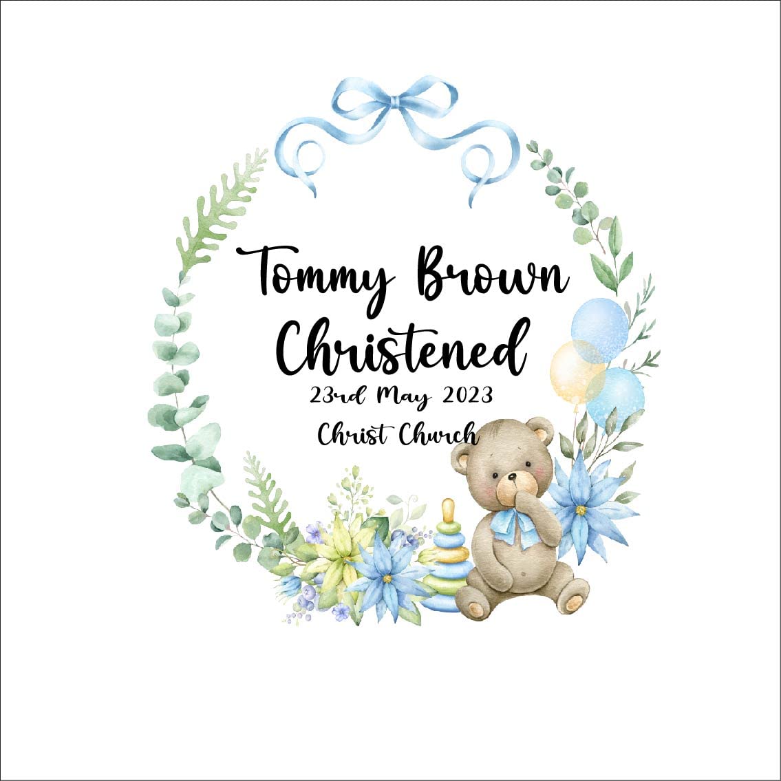 Crafted Memories - Personalised Bunny Rabbit | Custom Name & Date | Christening & Baptism Keepsake | Baby Girl & Boy | Soft Grey, White | Ideal 1st Birthday Present