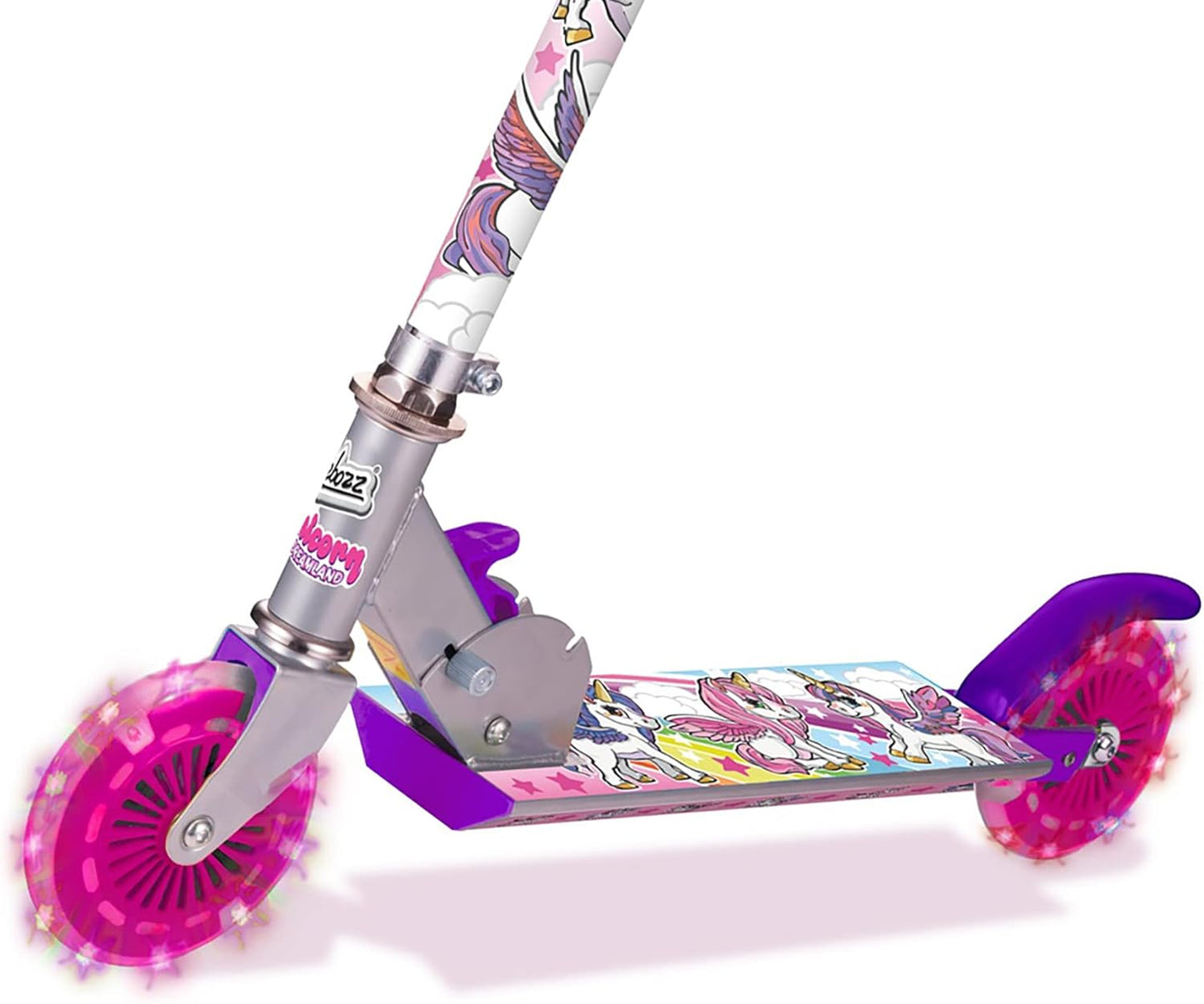 Ozbozz Unicorn Dreamland Scooter with Light-Up Wheels — Foldable | Ages 4-11