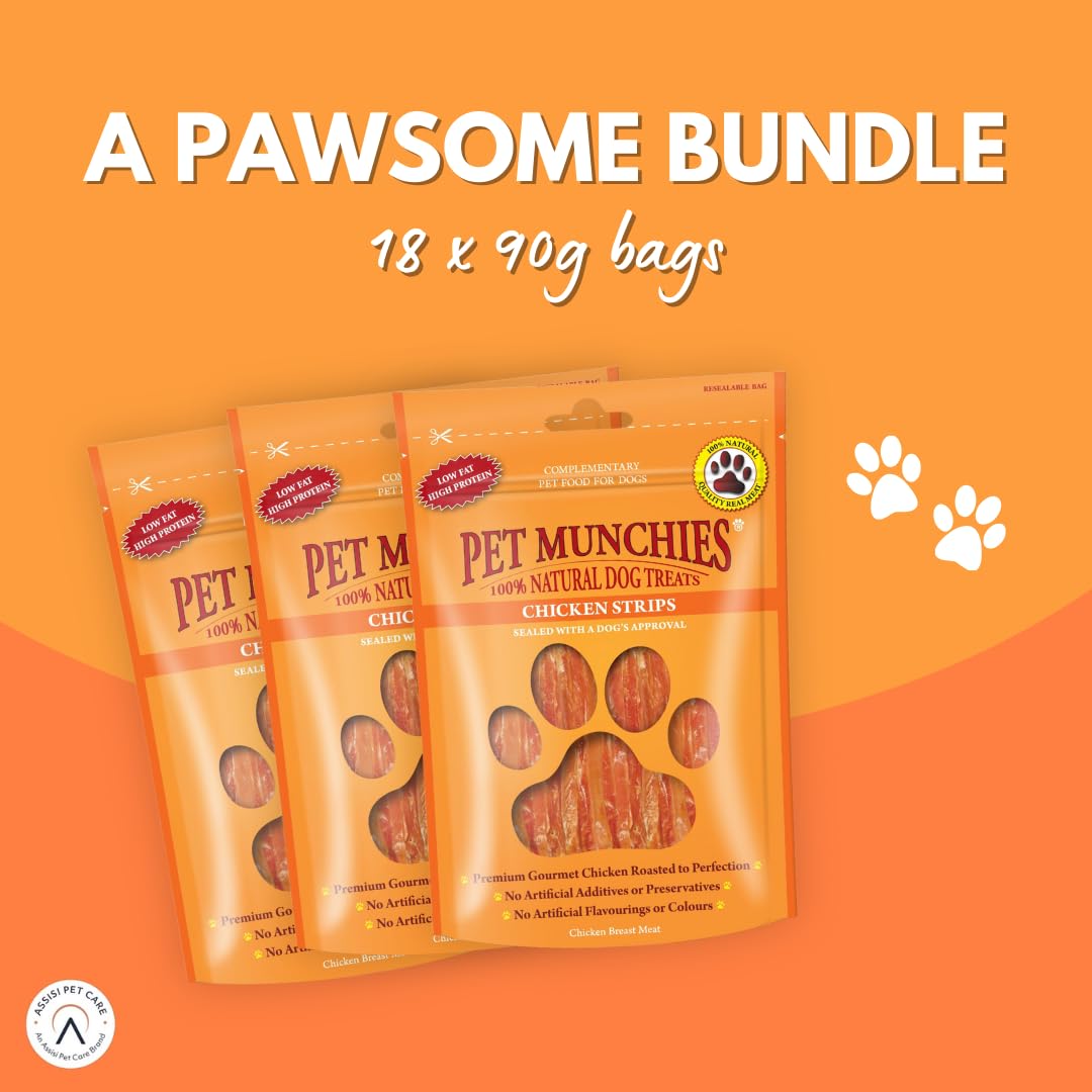 Pet Munchies Venison Strips Dog Treats, Premium Wheat Free Dog Chews with Natural Real Meat, Low in Fat and High in Protein 75g (Pack of 8)