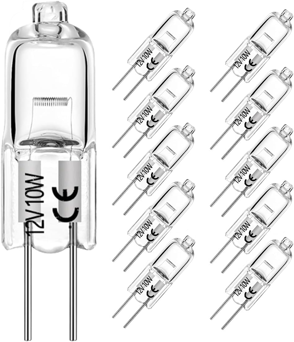 G4 Halogen Bulbs, 20W 12V Clear 2 Pin Lamp, 10 Pack