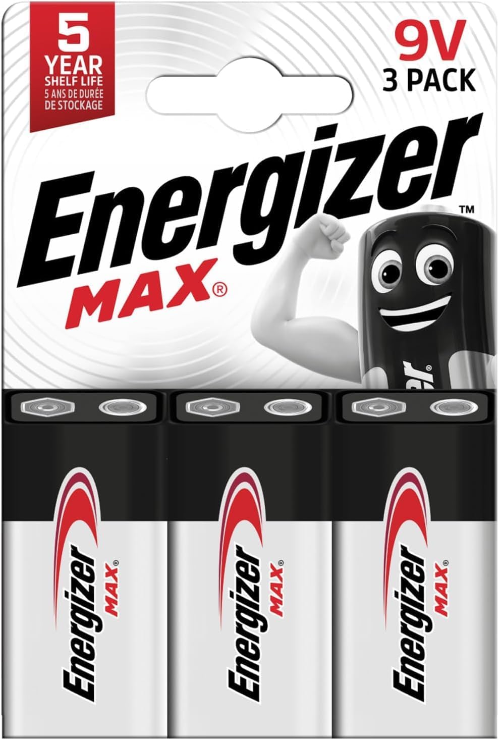 Energizer Max - 9V Battery (3 Pack) - Nine Volt Alkaline Block Batteries