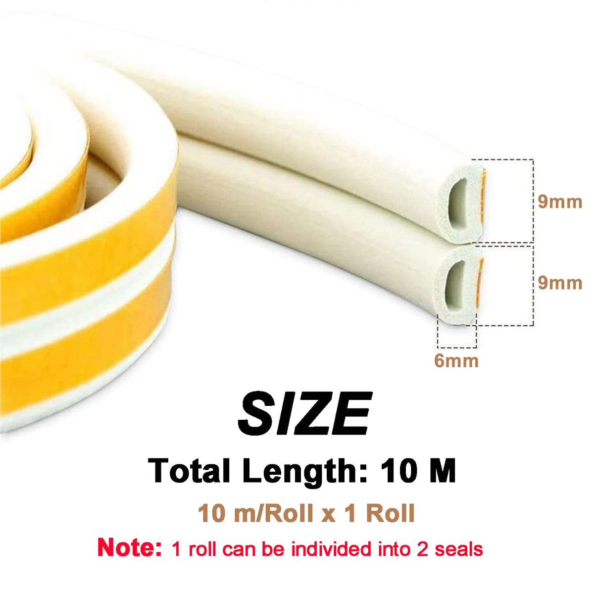 Draught Draft Excluder Tape for Door Windows, 6M Foam Sealing Strip