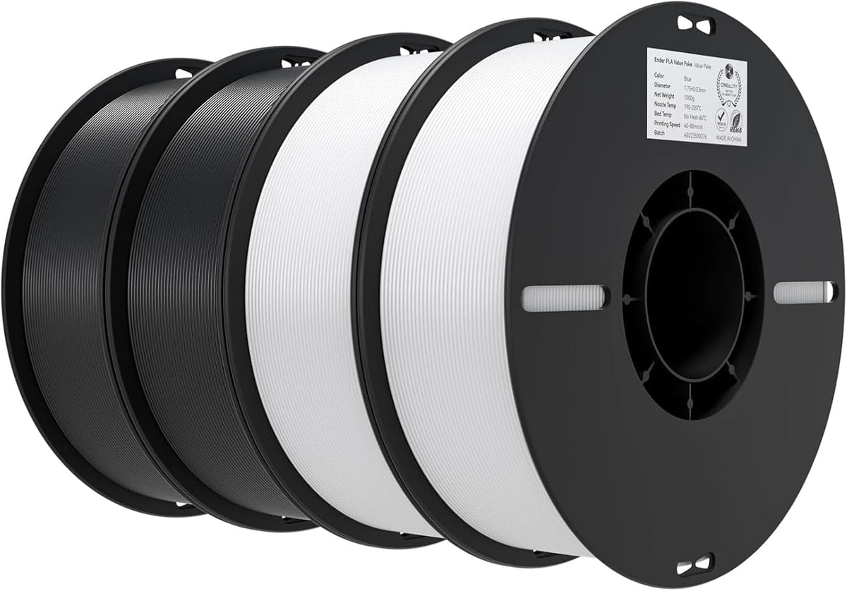 Creality Ender PLA 3D Printer Filament 1.75mm, 4 Packs 1KG Spool(2.2lbs), Dimensional Accuracy +/-0.03mm, No Clogging & Bubbles, Fits for Most FDM 3D Printers (White*4KG)