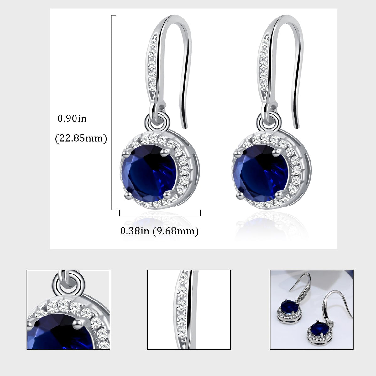 Birthstone Drop Earrings for Women, Silver Plated Dangle Earrings