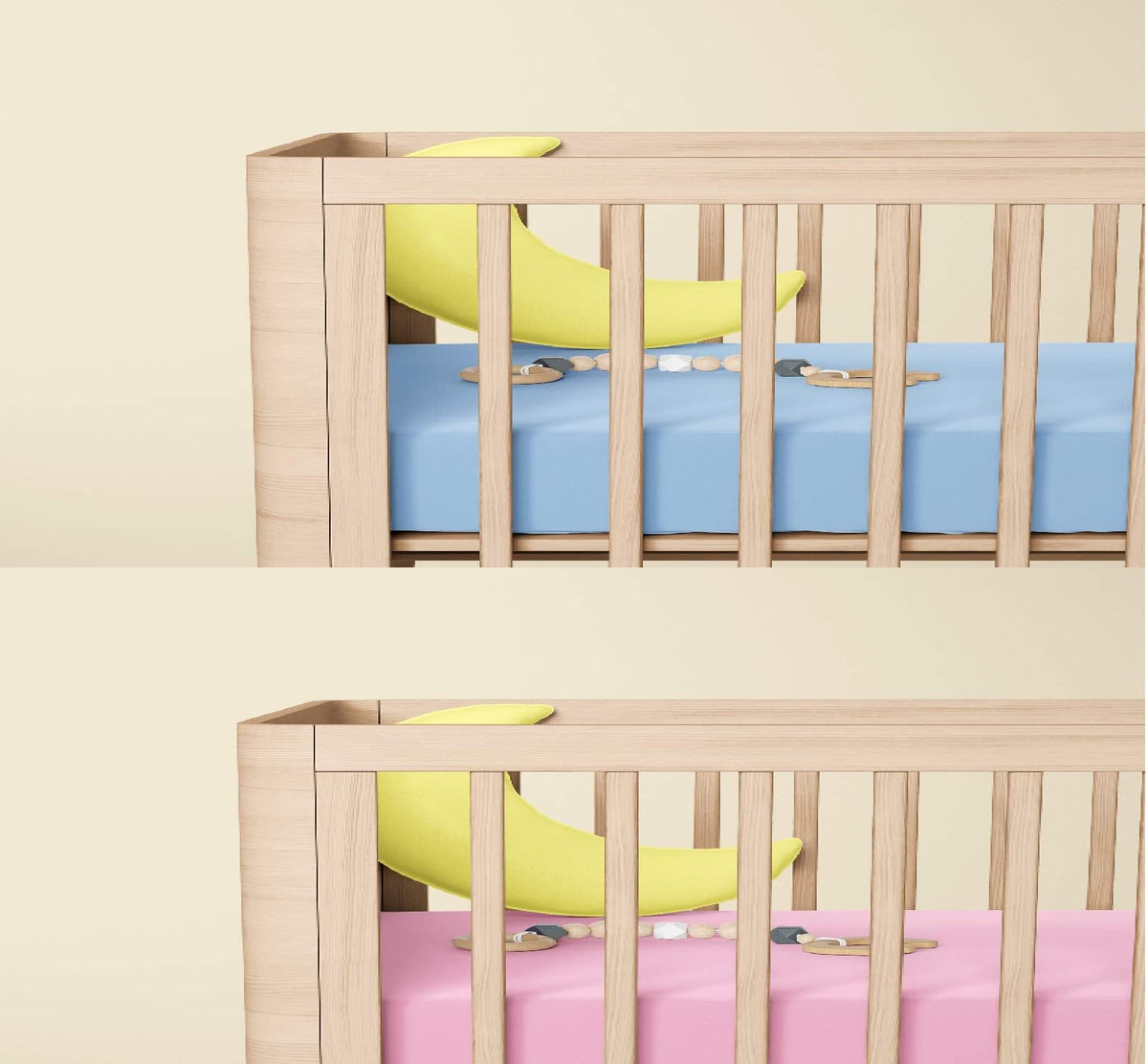 Dudu N Girlie Bedside Crib Sheets 85x51cm – Pink, 2 Pack, Soft Jersey Cotton Fitted Bedding for Co Sleeper & Baby Cribs