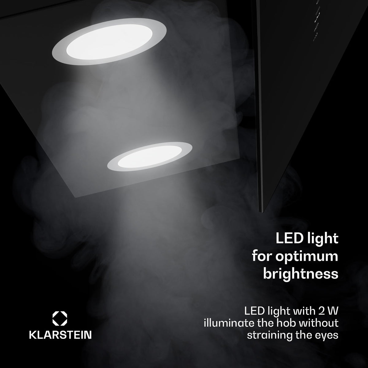Klarstein Alina 90 Angled Cooker Hood - 615m³/h Air Flow, Touch Panel, LED Backlighting, Quiet 63dB, Energy Class A, 90cm Extractor Hood, Black