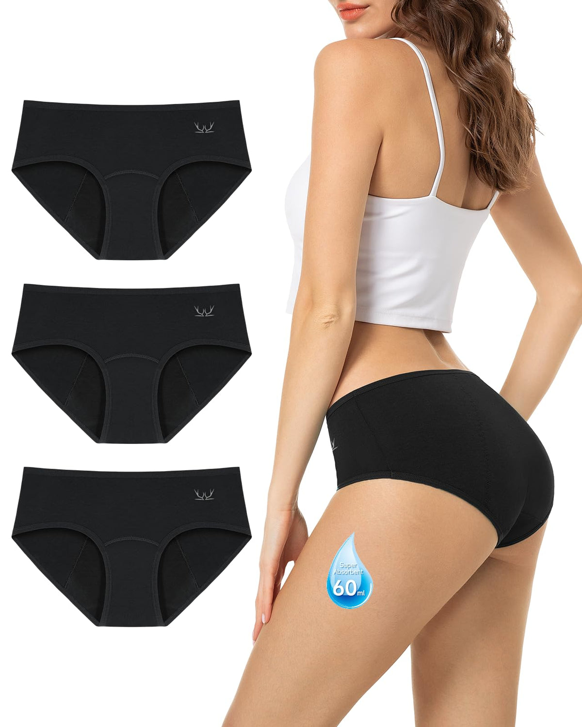 TANSTC Period Pants for Women, Leakproof Period Underwear Pack of 3