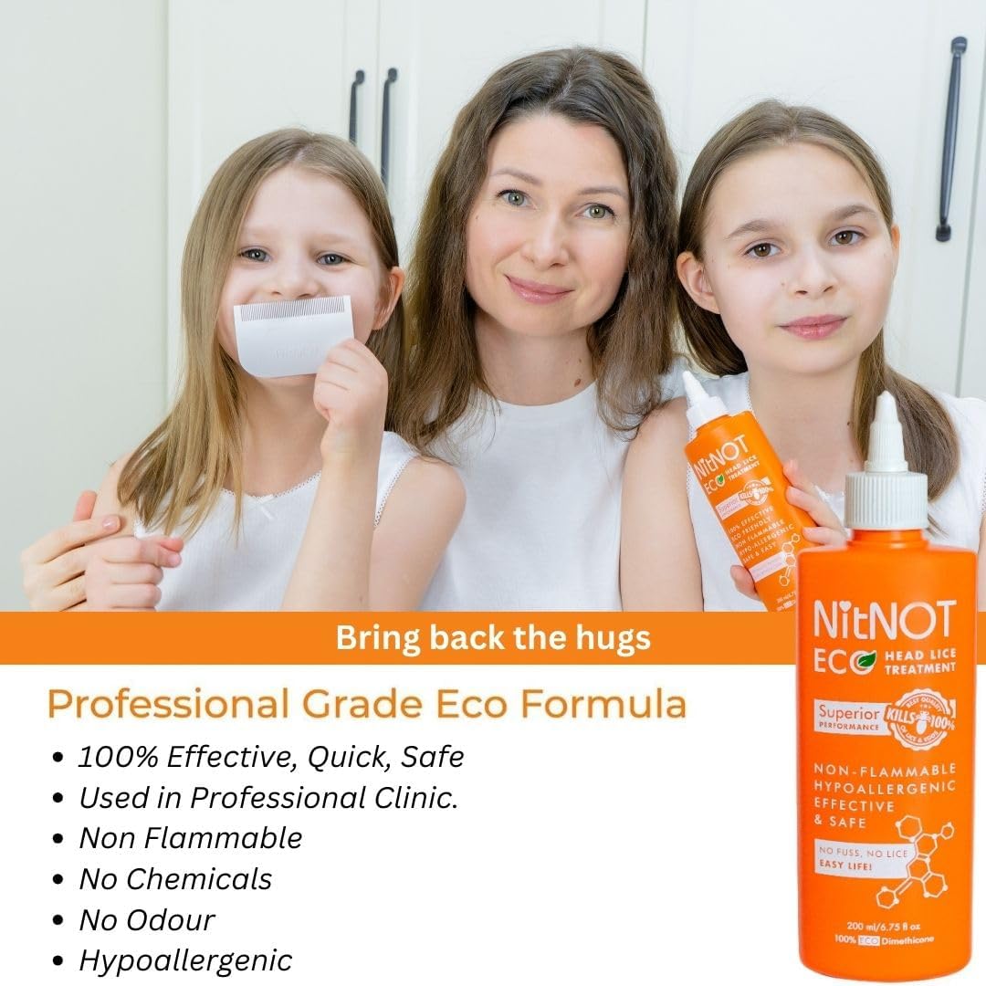 NitNOT Headlice Treatment As Seen On Dragons Den100% Effective Kills All Head Lice and Eggs. Premium Nit Treatment-Lotion(200ml). Lice Treatments Extra Defence for All Hair, for Children and Adults
