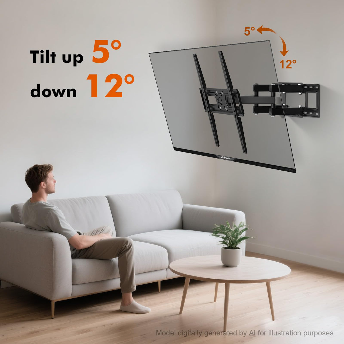 GRIFEMA Tilt TV Wall Bracket for 26 to 65 Inch TVs