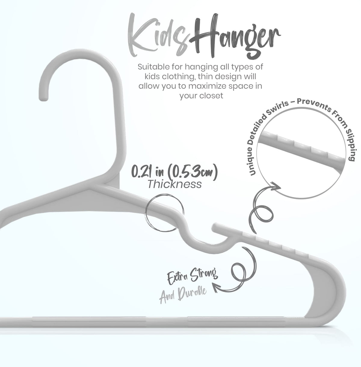 Utopia Home 20pcs Kids Hangers - 28cm Plastic Baby Hangers for Closet - Kids Hanger for Clothes and Baby Hanger for Closet - for Daily Standard Use (Grey)