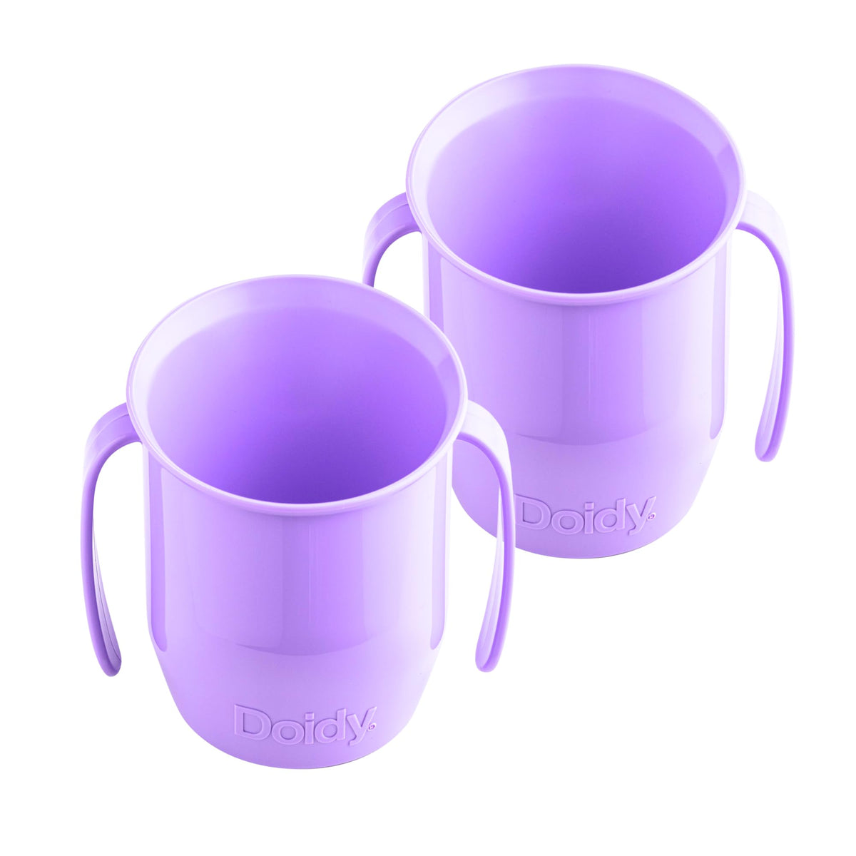 Doidy Cup, Open Cup for Training Baby 6 Months-3 Years, 200ml, Slanted Weaning Cup with Handles for Learning to Drink, BPA Free, 2 Pack (Orange)