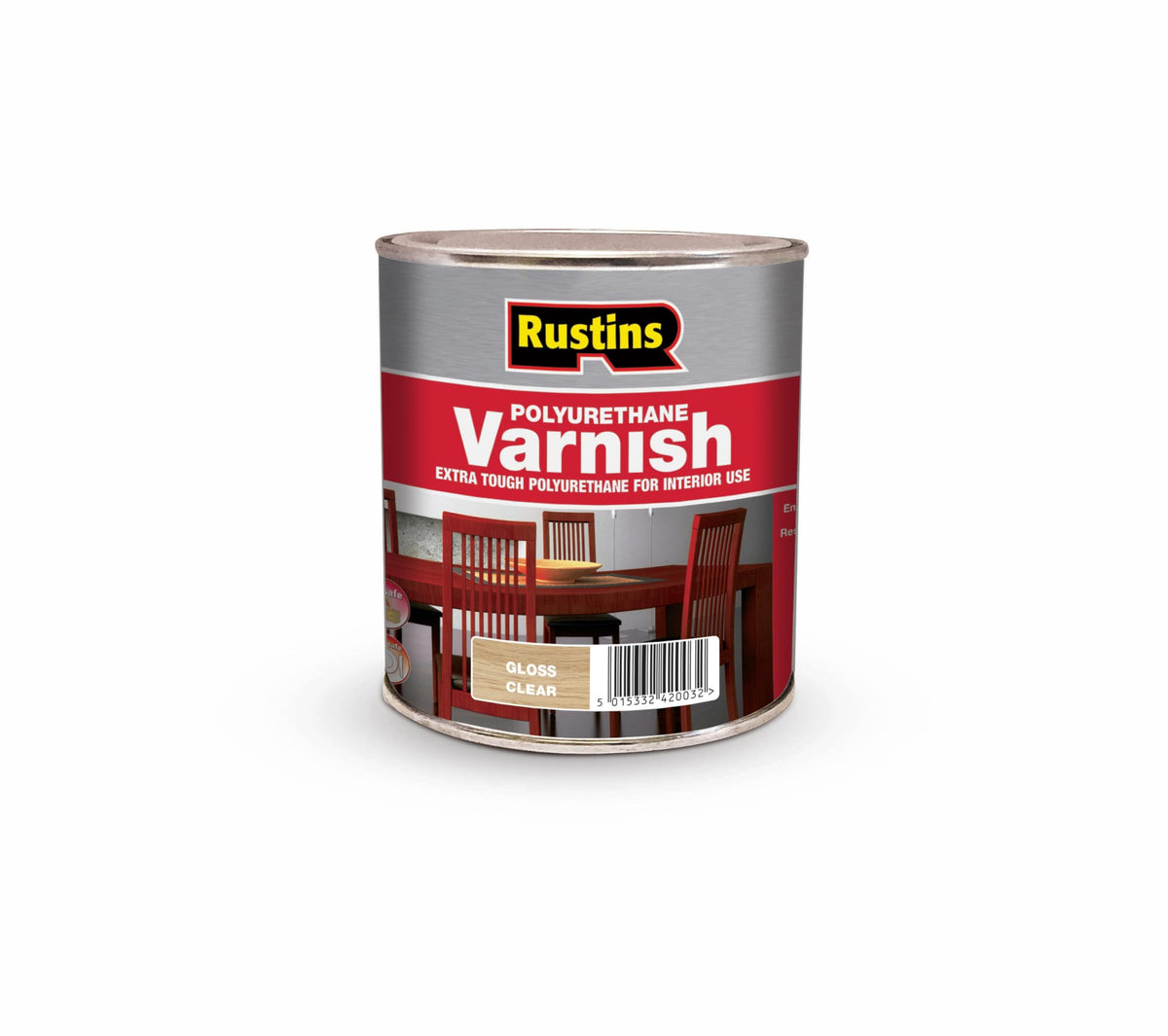 RustinsQuick Dry Poly Varnish Satin Clear 500ml -Tough, Water-Based Clear Finish in Gloss, Matt or Satin; Durable Protection for Interior Wood, Furniture and Floors