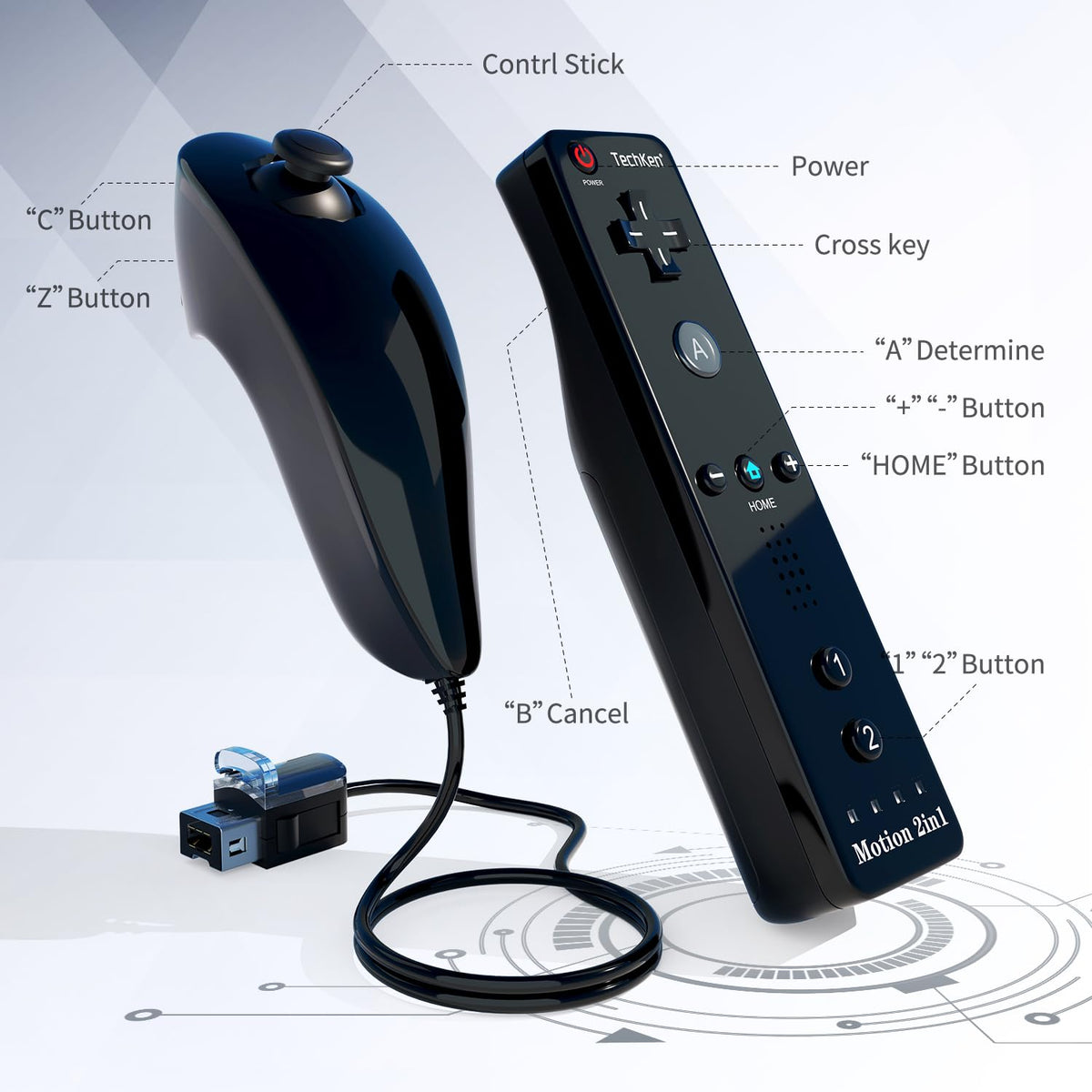 TechKen 2-Pack Wii Remote Plus with Built-in MotionPlus gyroscope, Compatible with all original Wii Remote accessories, Wii Controller for Wii/Wii U