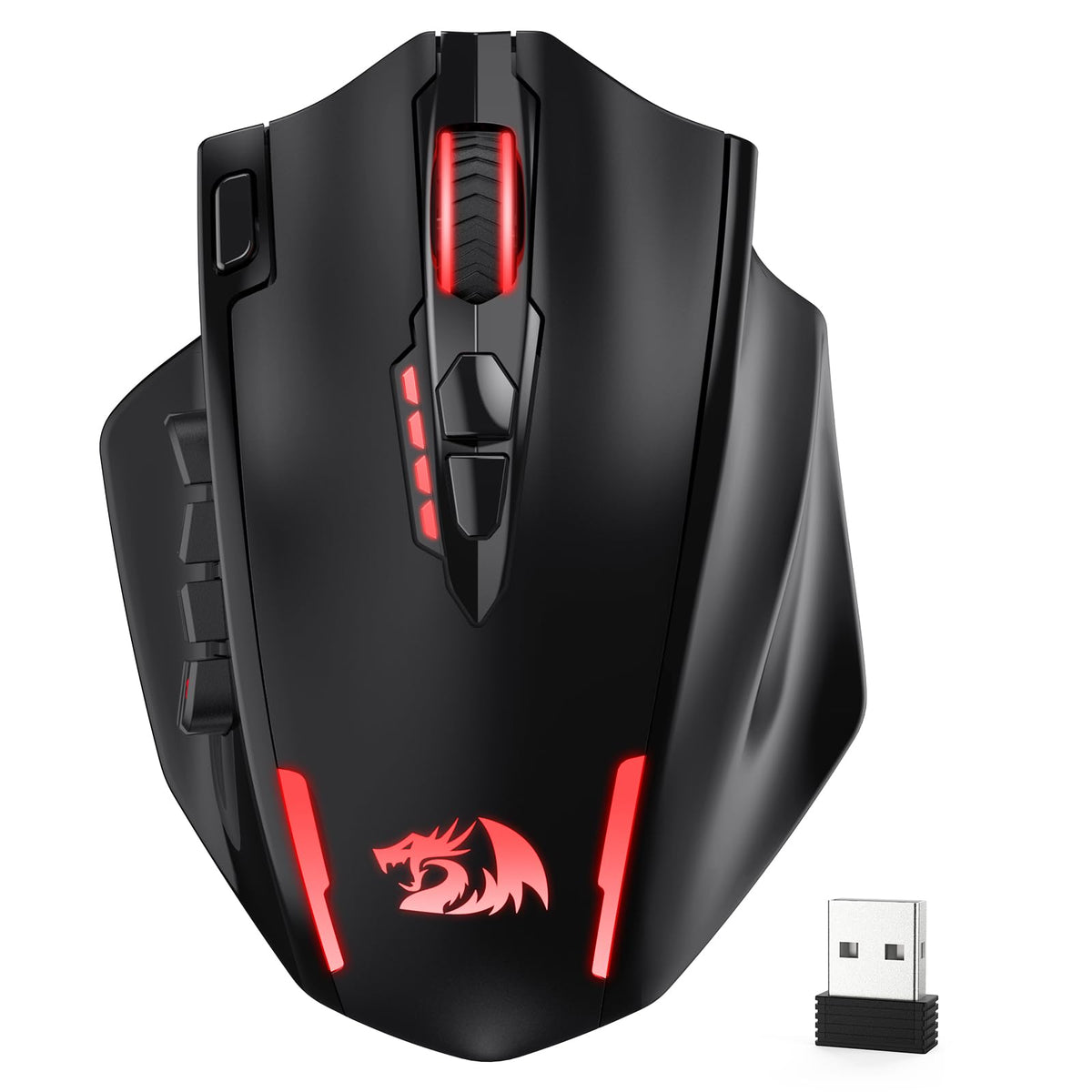 Redragon M908 Impact RGB LED MMO Gaming Mouse With 12 Side Buttons, Optical Wired Ergonomic Mouse with Max 12,400DPI, High Precision, 18 Programmable Macro Shortcuts, Comfort Grip