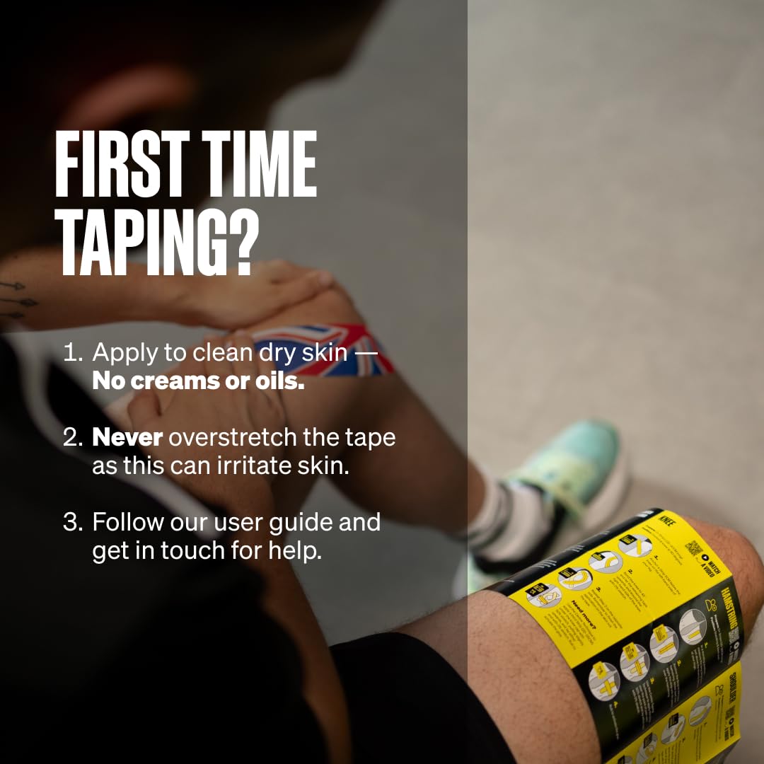 SPORTTAPE Kinesiology Tape, 5cm x 5m, Black - Waterproof, Hypoallergenic
