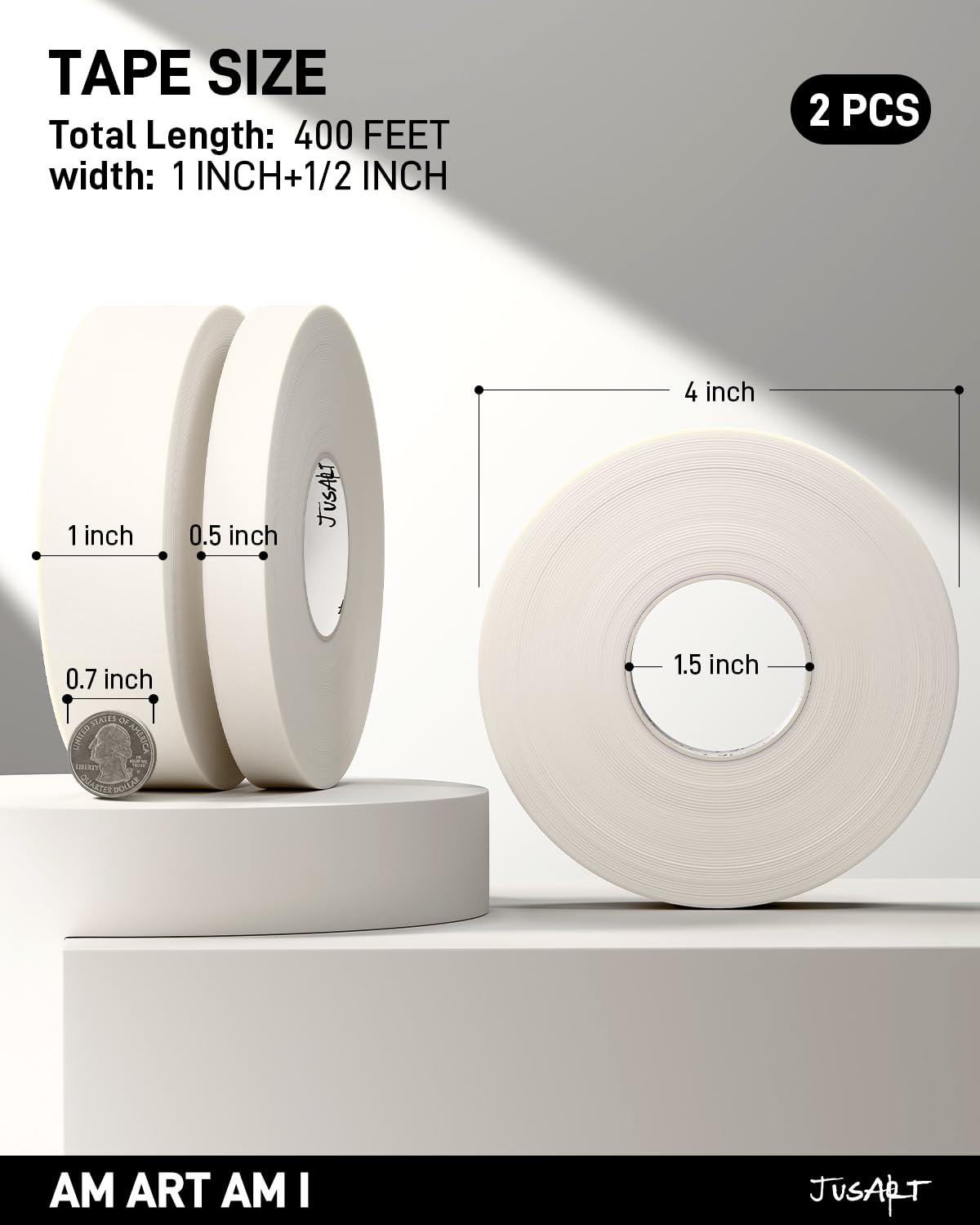 JusArt Artist Tape for Watercolor Paper, 1/2 inch Wide 200FT Long