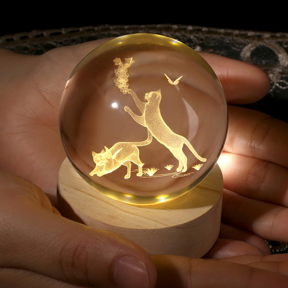 Glass Christmas Reindeer 3D Crystal Ball Christmas Ornaments