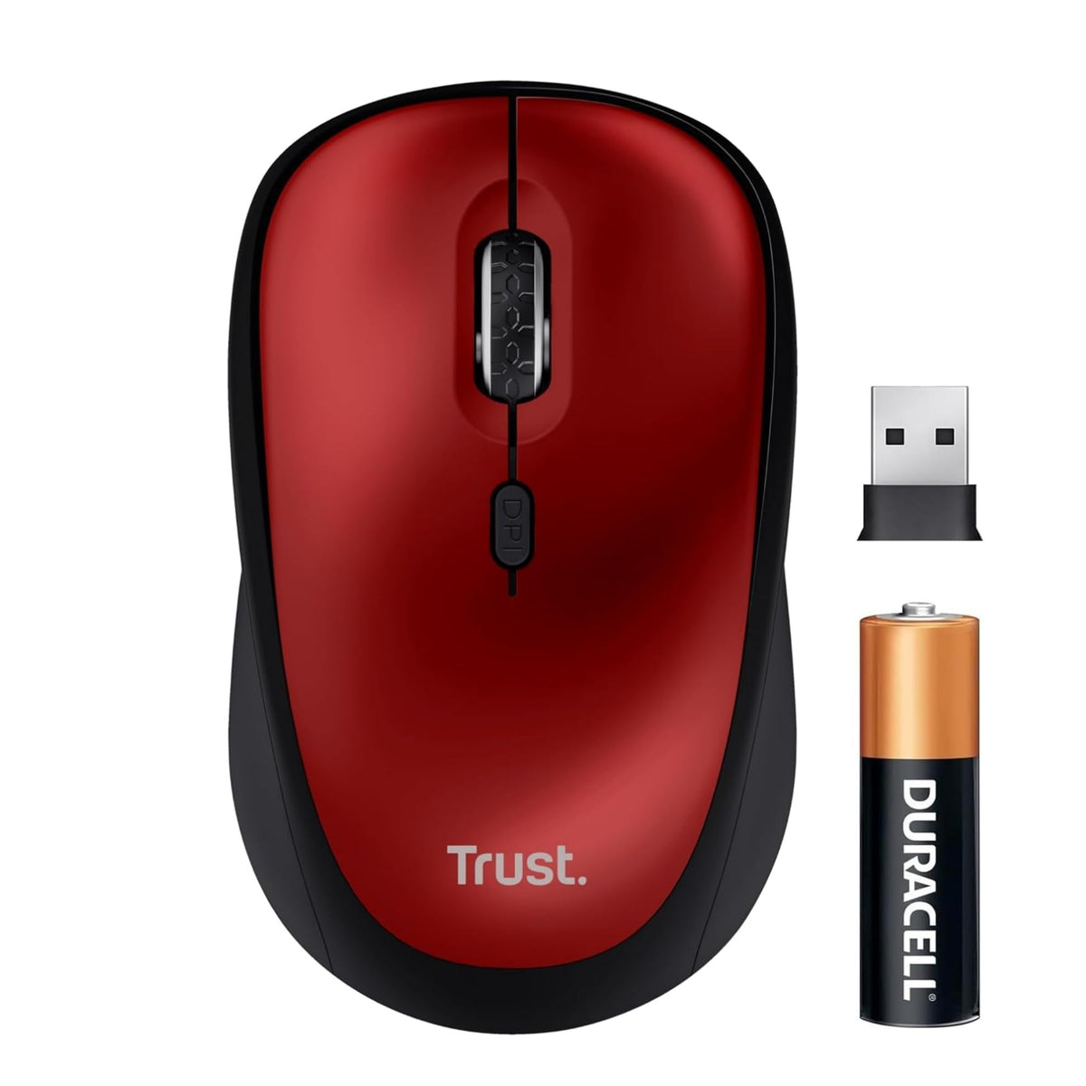 Trust Yvi FX Wireless Mouse with LED Illumination, USB Micro Receiver, RF 2.4 GHz, 800/1600 DPI, Ambidextrous, 8 m Range, Computer Mouse for Laptop, PC and Mac - Pink