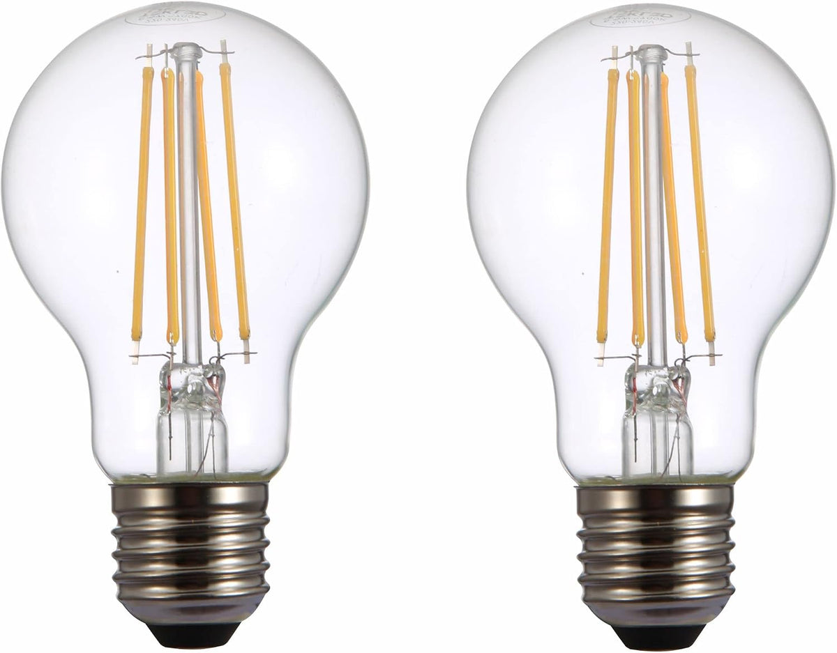 TEKLED® A60 Filament Vintage LED Bulbs | E27 Edison Screw | Energy Saving 6.5W Light Bulb 60W Equivalent | DIMMABLE Clear 2700K 806LM | 2-Pack | Warm White