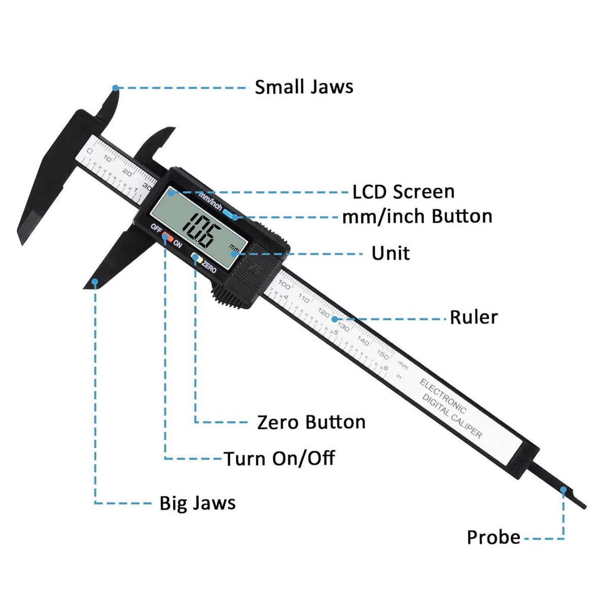 Digital Vernier Caliper, Adoric 6 Inch/150mm Calipers Measuring Tool