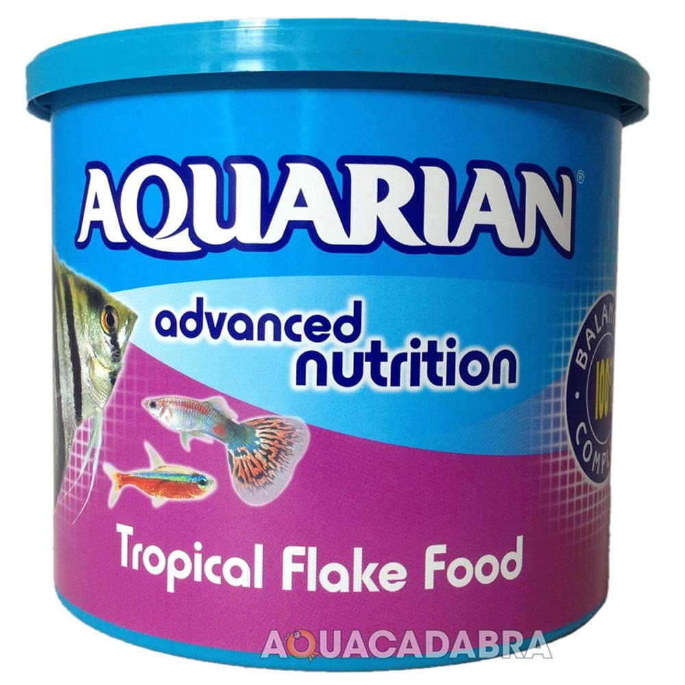 AQUARIAN Complete Nutrition, Aquarium Tropical & Temperate Fish Food Flakes, 50g Container