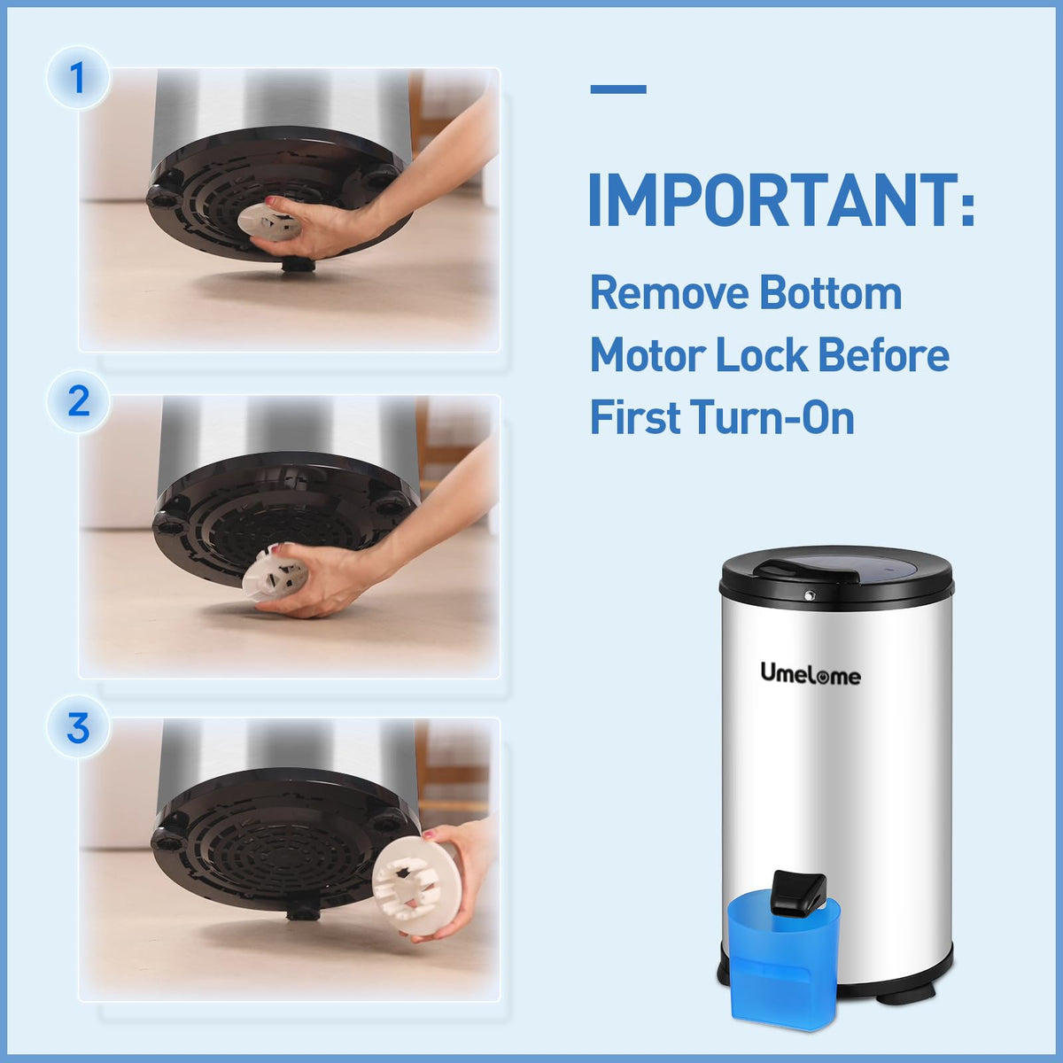 Spin Dryer 6kg Umelome, 2800 RPM Energy Saving Clothes Spinner, White
