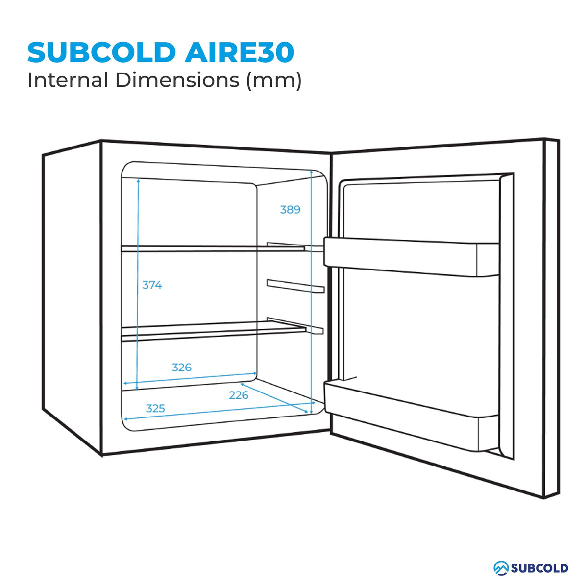 Subcold Aire20-G Mini Fridge | 20L | Frost-Free | Glass Door | LED