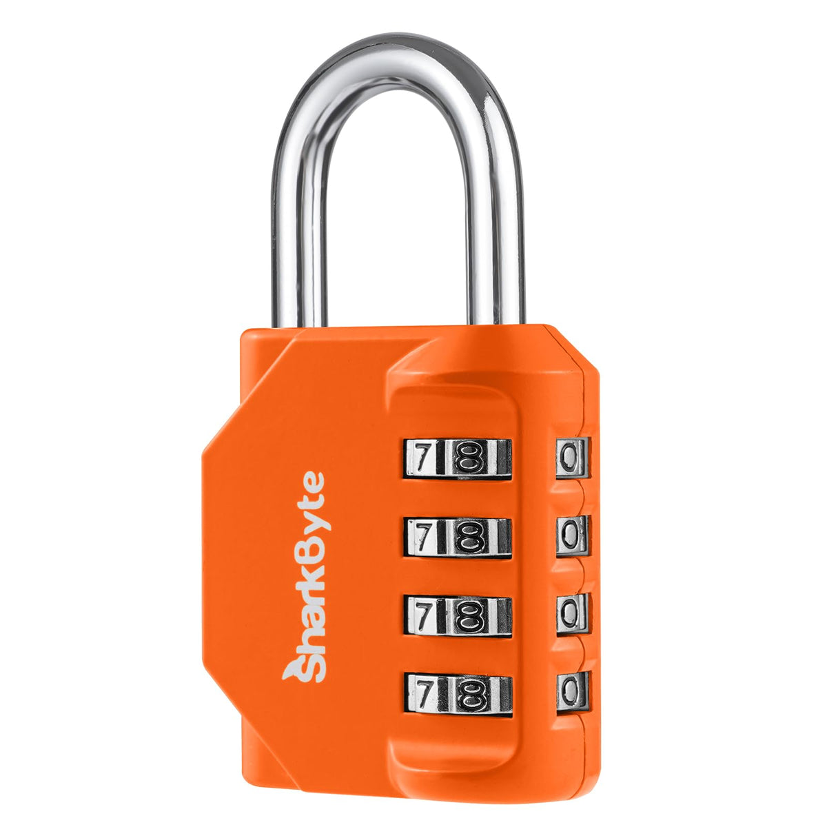 SharkByte Heavy Duty Combination Padlock – 4-Digit Weatherproof Outdoor Lock with Stainless Steel Shackle, Anti-Rust Resettable Code for Gym, School, Locker, Shed, Toolbox, Gate & Warehouse - Red