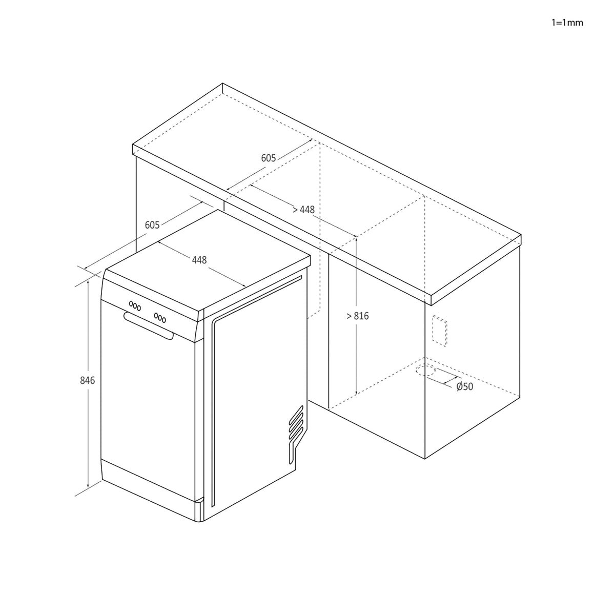 Hoover H-DISH 300 Dishwasher, 13 Place Settings, Black, C Class