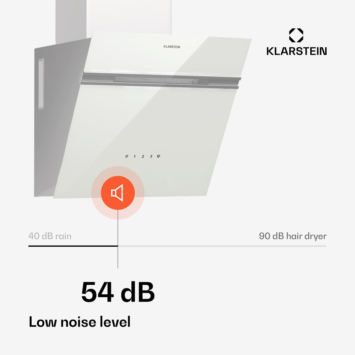 Klarstein Alina 90 Angled Cooker Hood - 615m³/h Air Flow, Touch Panel, LED Backlighting, Quiet 63dB, Energy Class A, 90cm Extractor Hood, Black