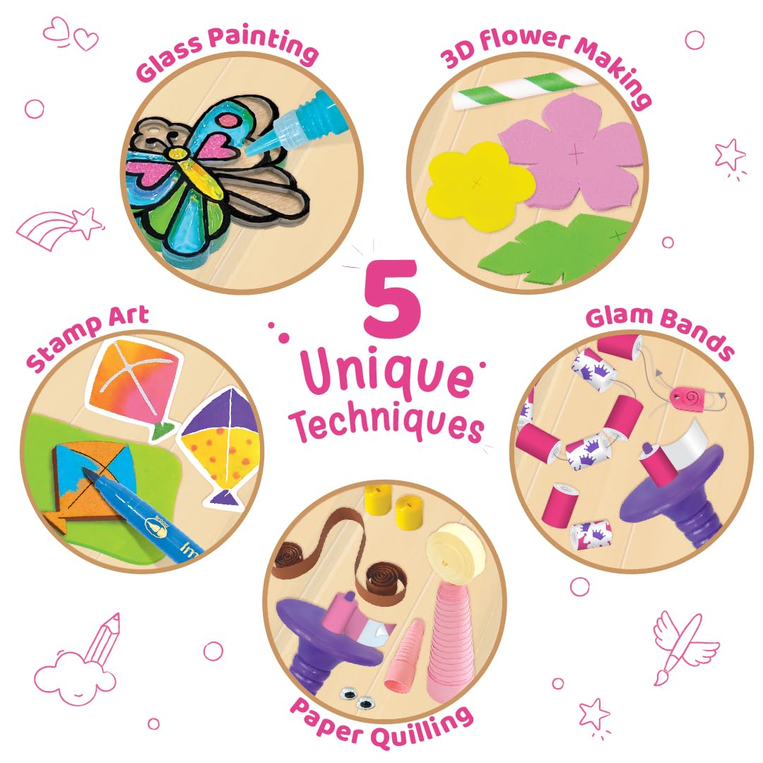 Imagimake Princess Craft Kit | 10 Mess-Free DIY Activities | Bracelet Making Kit, Unicorn Pouch, Butterfly Wands & More | Unicorn Gifts for Kids | Gifts for Girls & Boys 5,6,7,8,9,10,11,12 Years Old