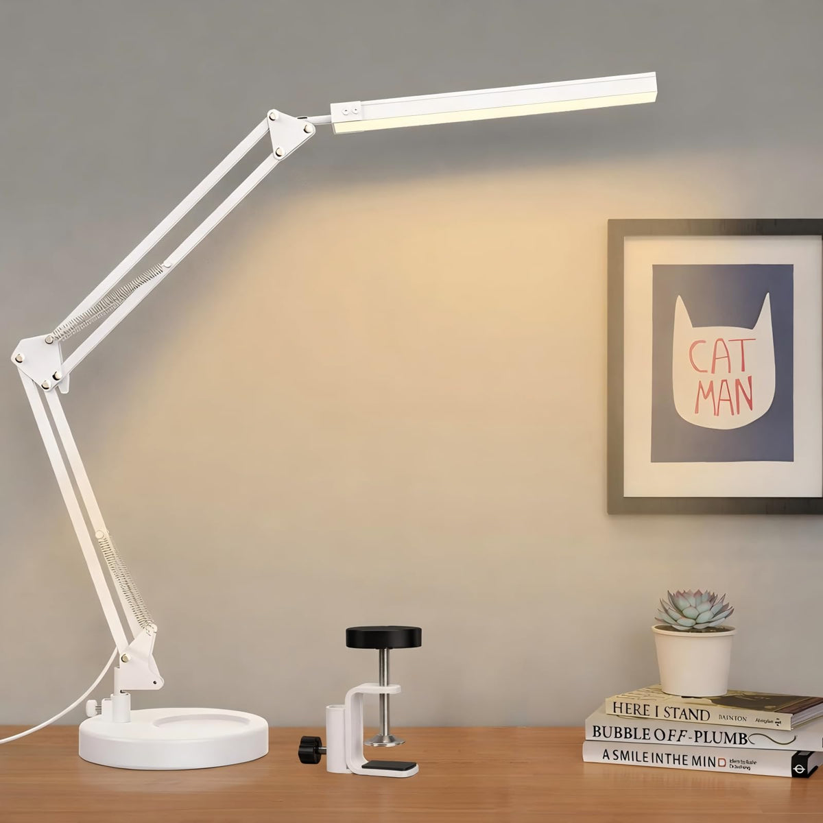 SKYLEO LED Desk Lamp with Clip and Base - Eye Protection Desk Lamps Black