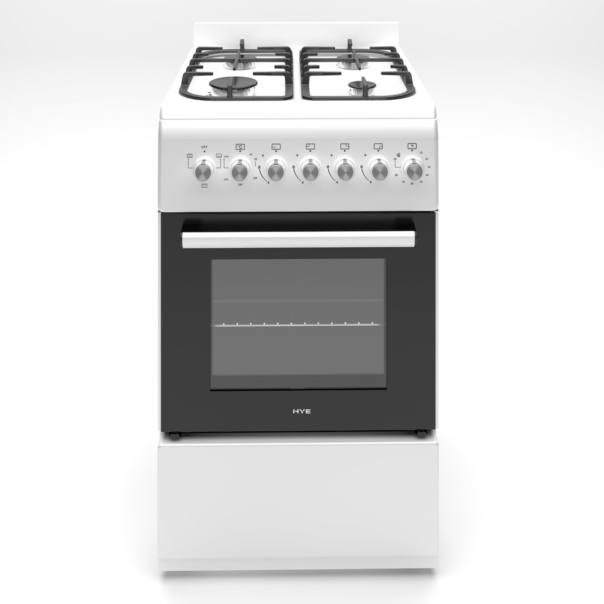 HYE Gas Cooker - Versatile 4 Burner Gas Hob, Electric Oven