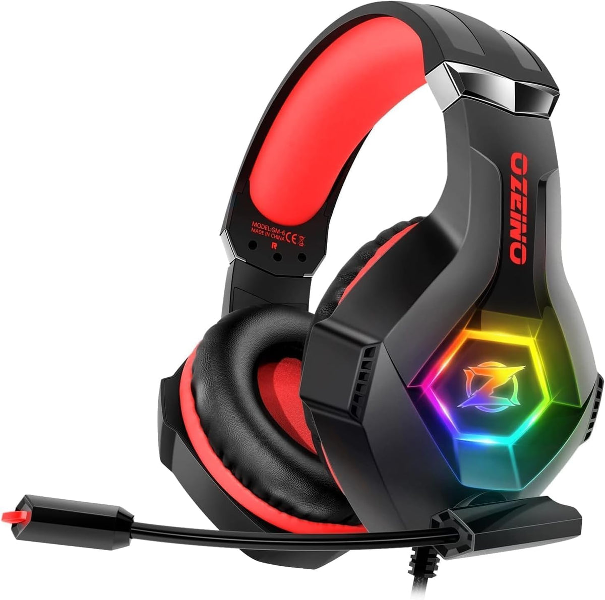 Ozeino Gaming Headset with Microphone for PS5/PS4/Xbox One/PC/Switch, Gaming Headphones with 3D Surround Sound & Noise Cancellation Pink