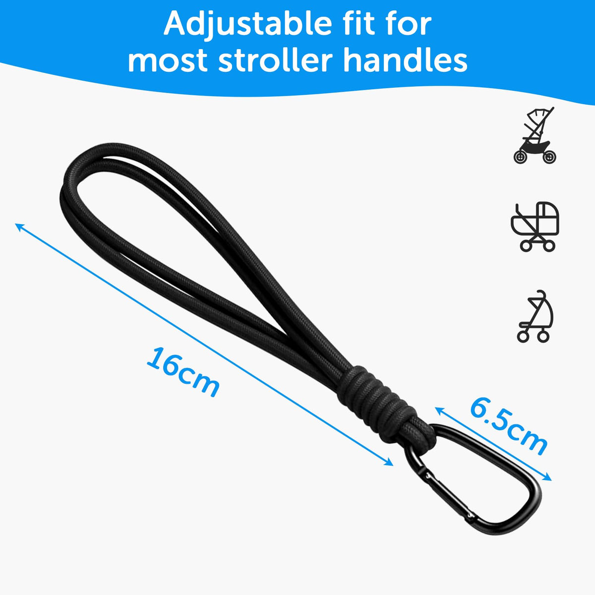 2pcs Buggy Clips for Changing Bag Handbag, Non-Slip PU Leather Pram Hook for Buggy Pram Rocker Stroller Pushchair Rollator Mobility Scooter Universal Accessories Baby Travel Essentials (Black）