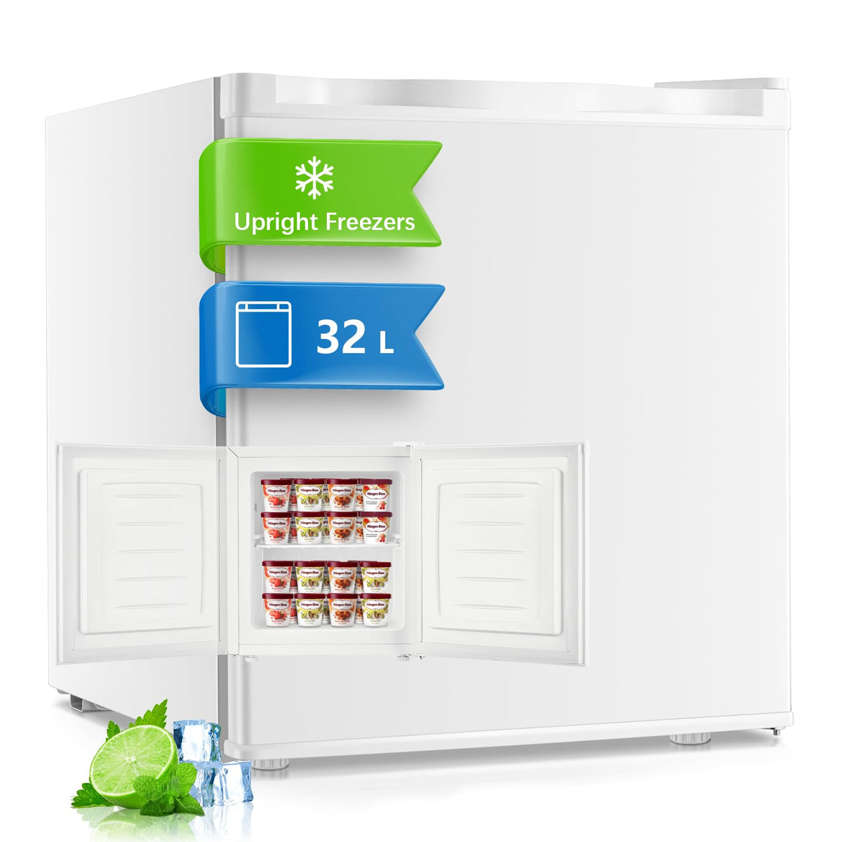 FOHERE Table Top Mini Freezer 32L for Office and Home,Black