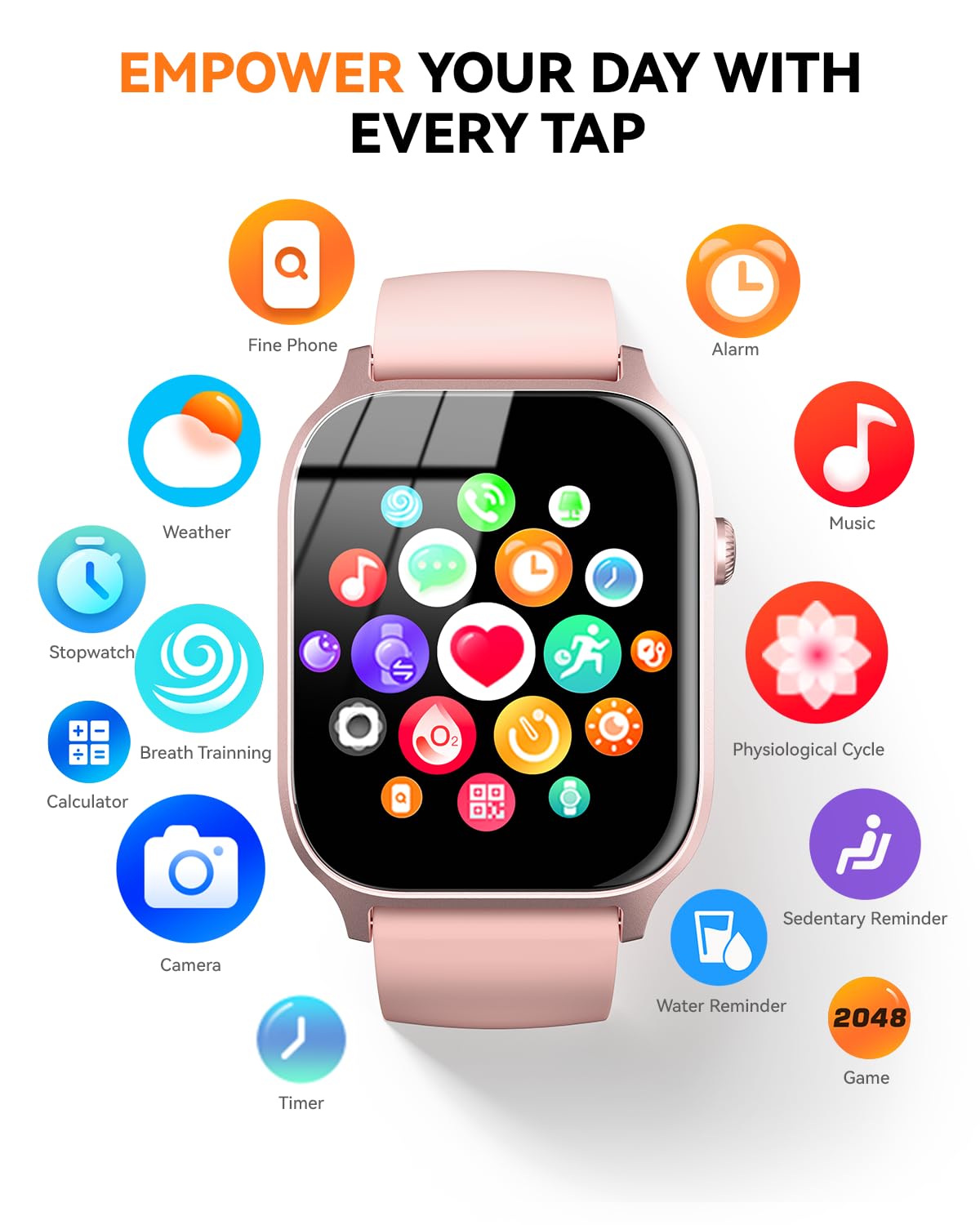 Smart Watch for Men Women- Answer/Make Call, 2024 IP68 Waterproof Fitness Tracker Watch with Sleep Step Counter Activity Smartwatch for Samsung Android iPhone iOS (Black-Blue, 1.83)