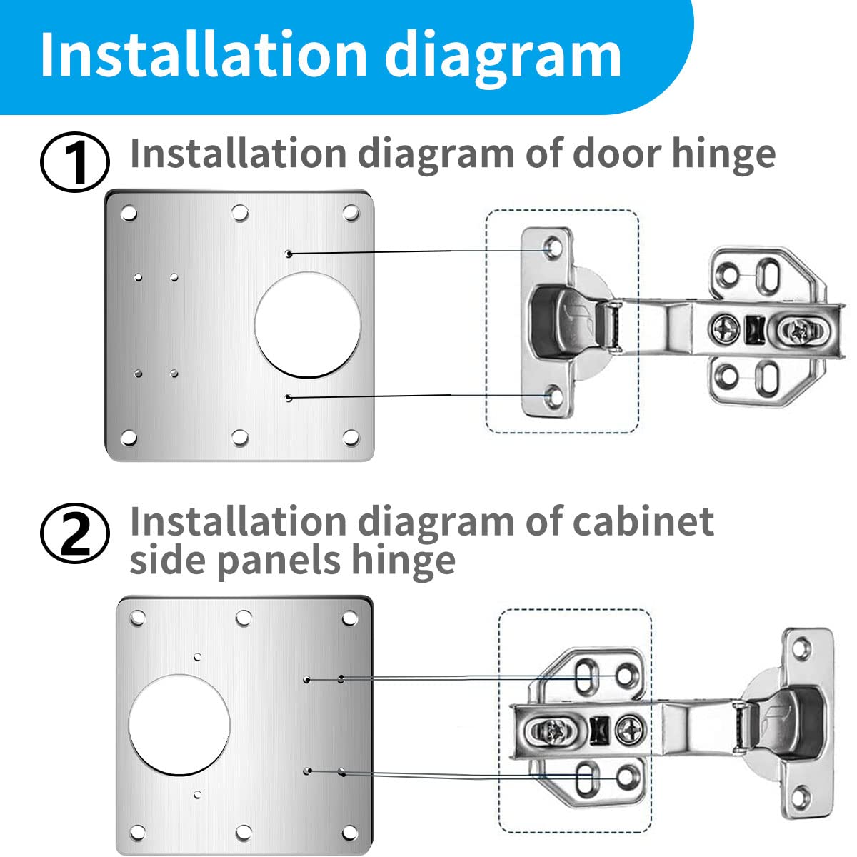 Hinge Repair Plate,4PCS Cabinet Hinge Repair Plate with Customized Screws,Stainless Steel Kitchen Cupboard Door Hinge Repair Brackets with Holes