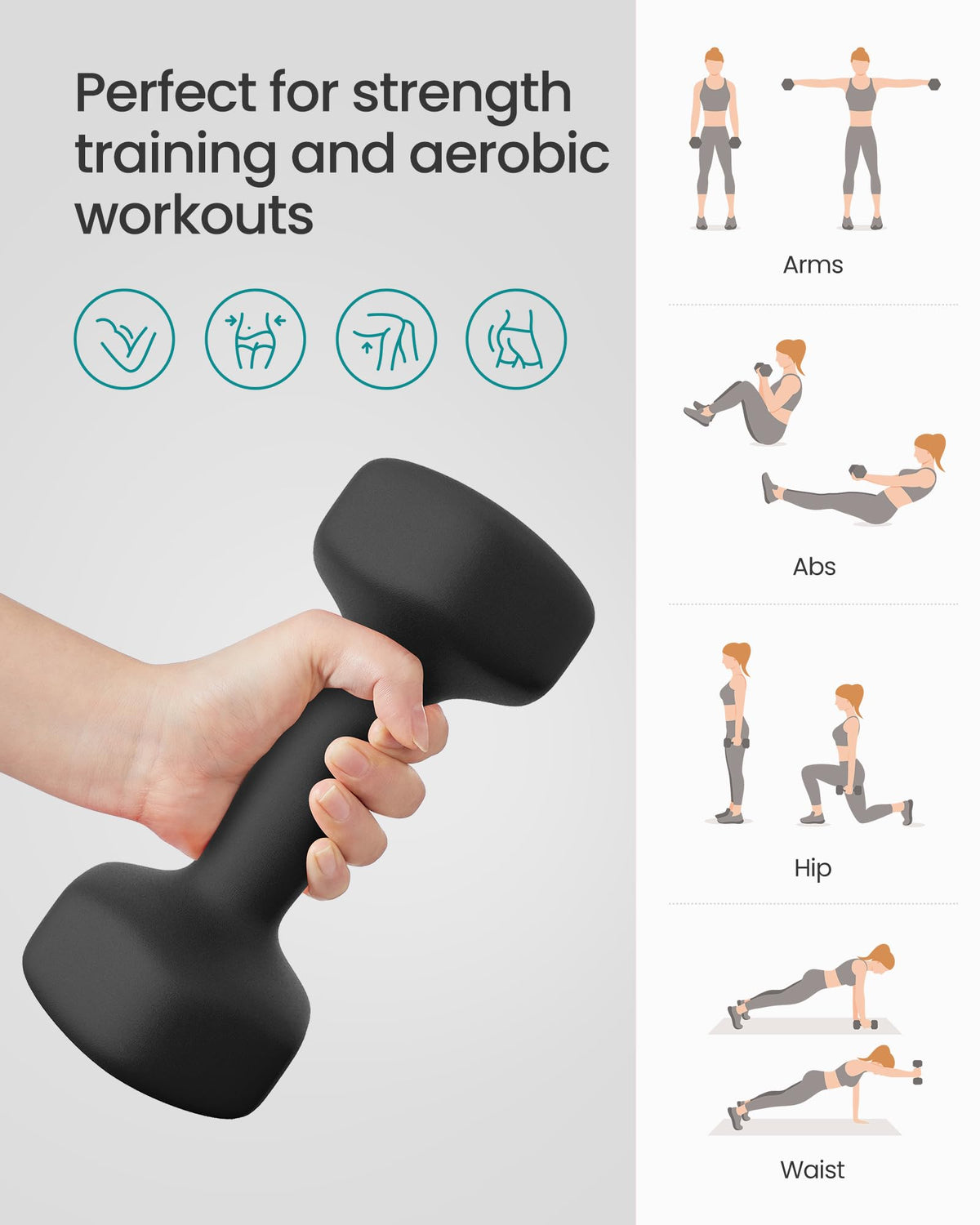 SONGMICS Set of 2 Hex Dumbbells with Neoprene Coating for Strength Training, Fitness, Home Workout