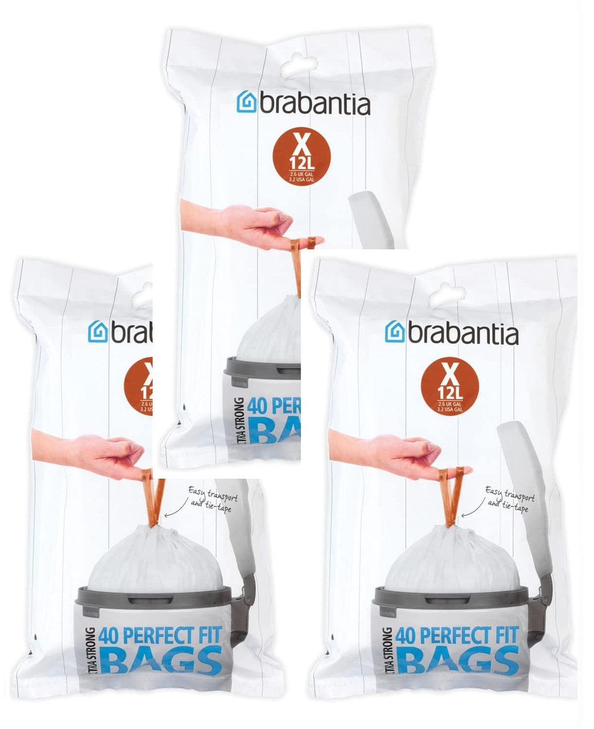 Brabantia Heavy Duty Perfect Fit Bin Liners (5 Packs of 20) 10-12 Litre