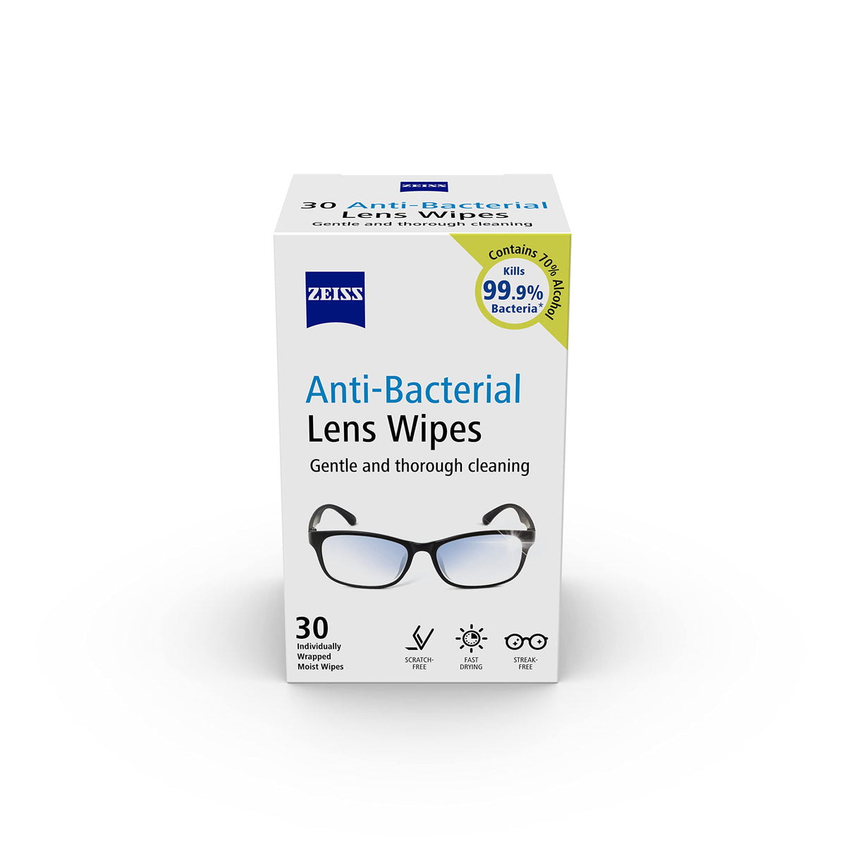 ZEISS Sunglasses Wipes, Removes Fingerprints, Suncream, Dirt, Dust & Oil. Individually Packed Pre-Moistened Wipes Perfect to use at Home or On-The-Go. Fast-Drying and Portable. 8 Packs x 10 Wipes