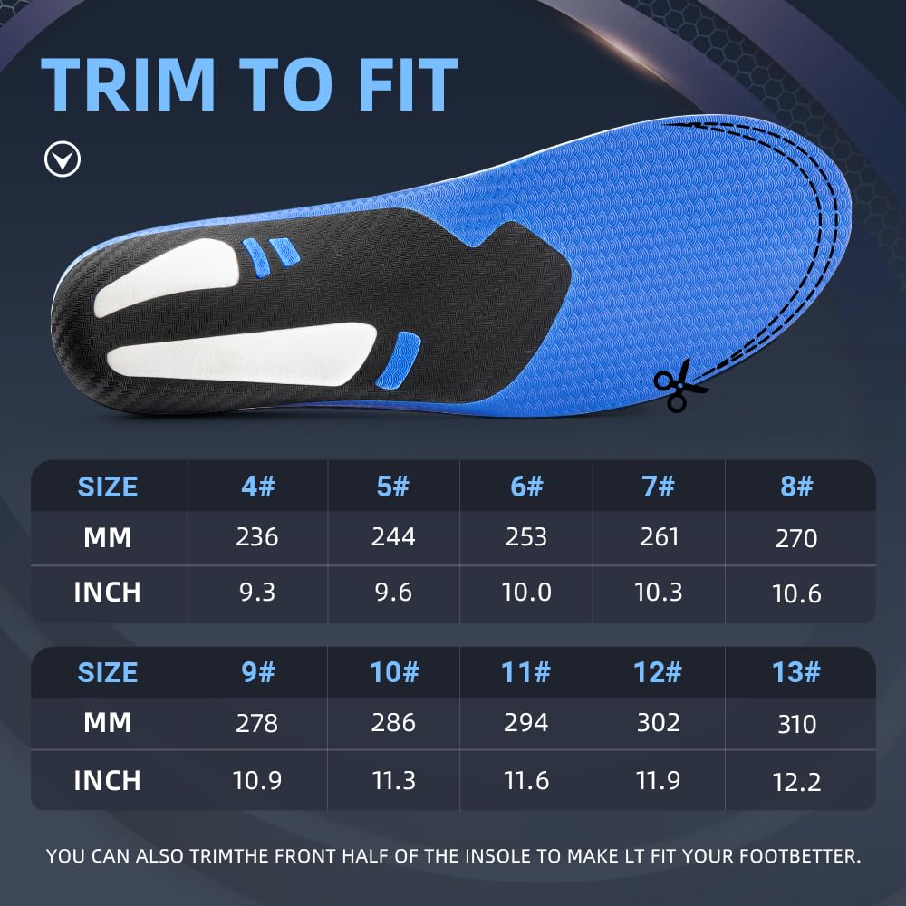 VALsole Orthotic Insole,Arch SupportFor Insole,Plantar FasciitisInsole,for OverPronation,Flat Feet,Metatarsalgia,Heel Pain, Insoles for Men and Women,Blue (UK 13-31cm, Blue-V227) (Pack of 2)