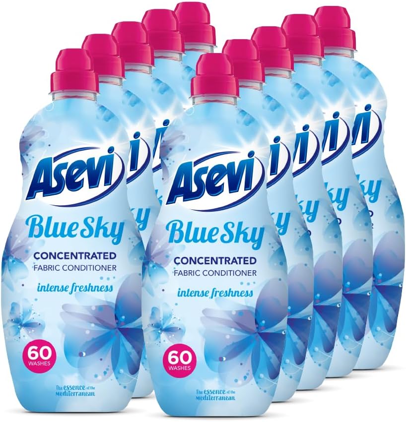 Asevi Fabric Conditioner, Laundry Conditioner, Liquid Fabric Conditioner, 60 Washes, Multipack of 10 X 1380ML (Blue)