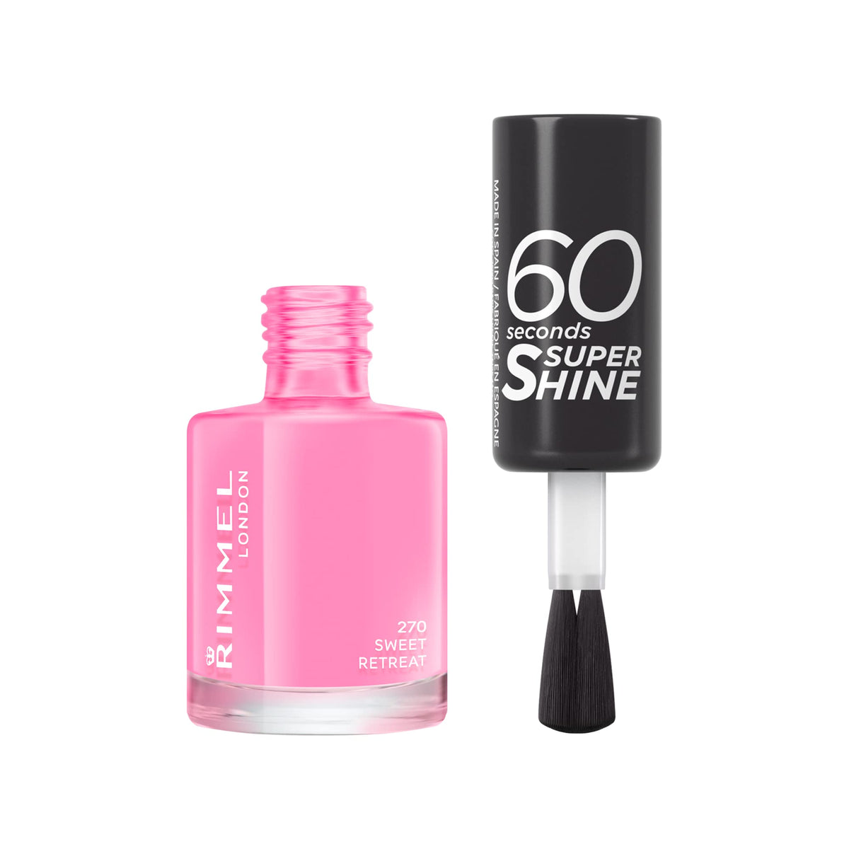 Rimmel 60 Seconds Super Shine Nail Polish, 740 Clear, Quick-Dry Nail Polish, Ultra-Shiny Finish, Easy to Apply, Vibrant Colour, Long-Wearing, Improved Formula, Vegan, 8ml