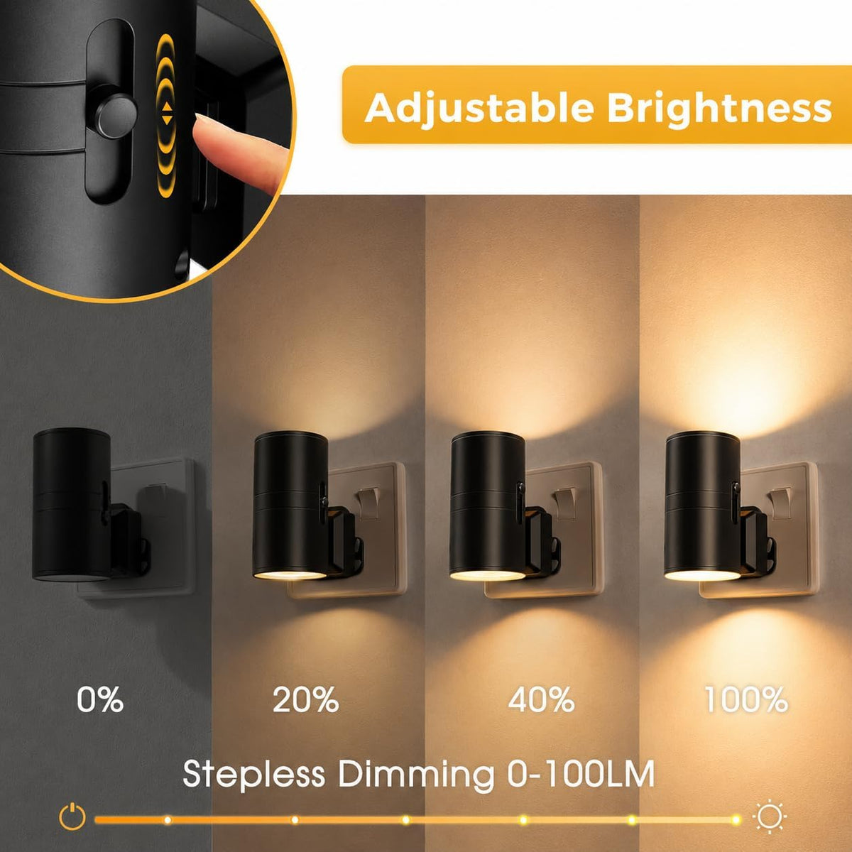 LOHAS-LED Plug in Night Light,Dimmable Nightlight 100LM,Dusk to Dawn Sensor