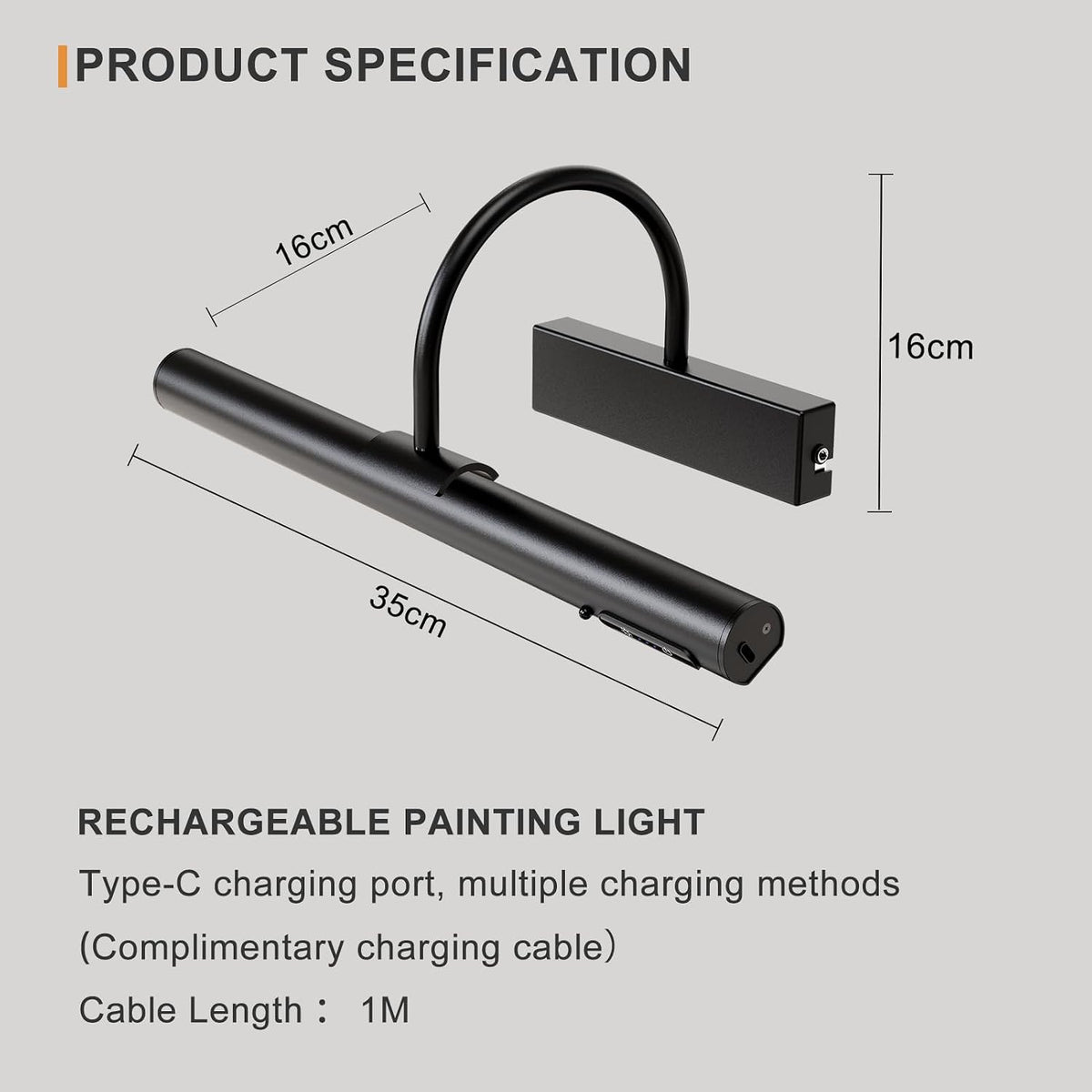 HARPER LIVING Rechargeable Picture Light with Remote, Dimmable and 3 Colour Temps, Battery Operated Wall Light with Timer & Memory, LED Display Lamp for Dartboard Pictures Frame Gallery-Black
