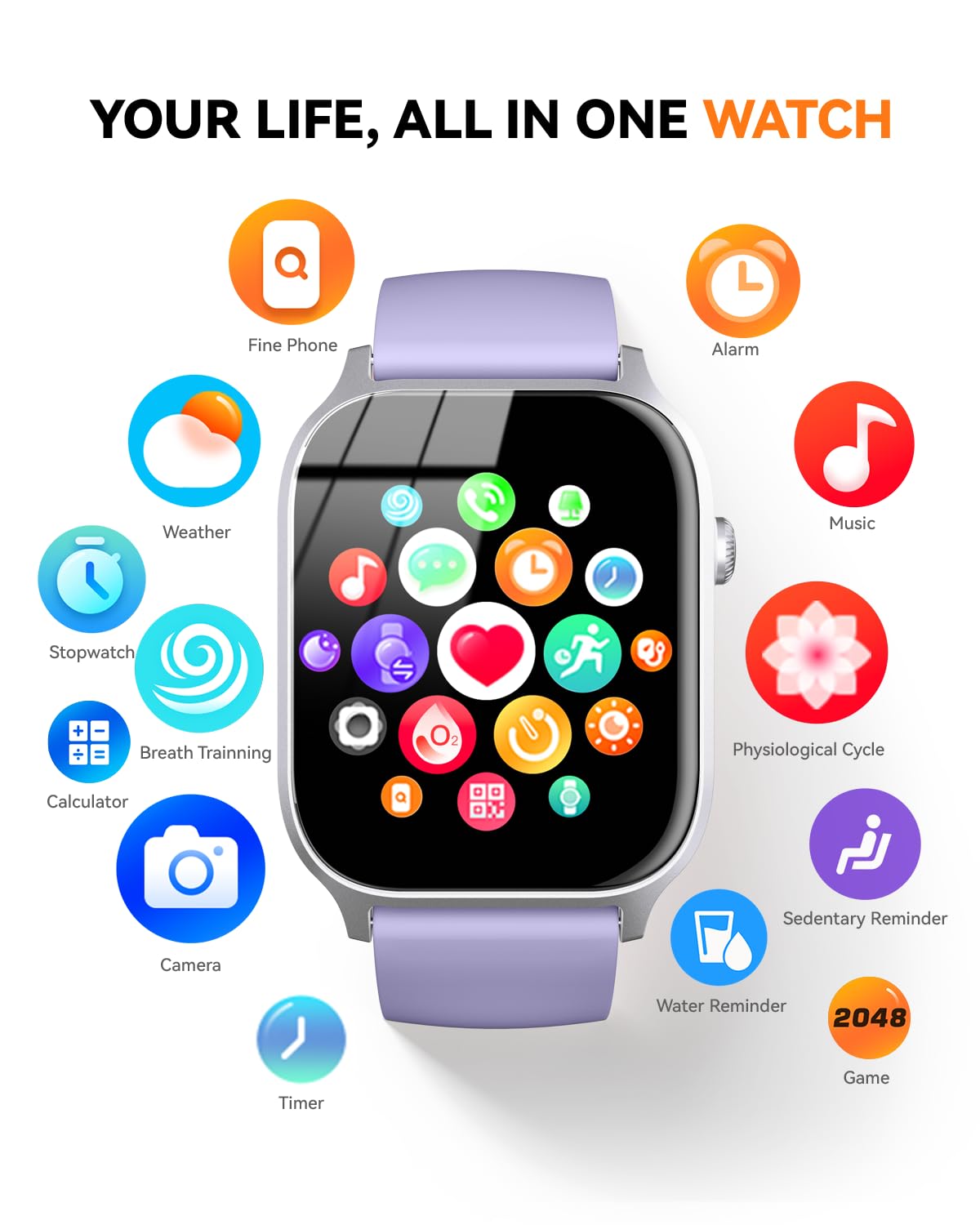 Smart Watch for Men Women- Answer/Make Call, 2024 IP68 Waterproof Fitness Tracker Watch with Sleep Step Counter Activity Smartwatch for Samsung Android iPhone iOS (Black-Blue, 1.83)