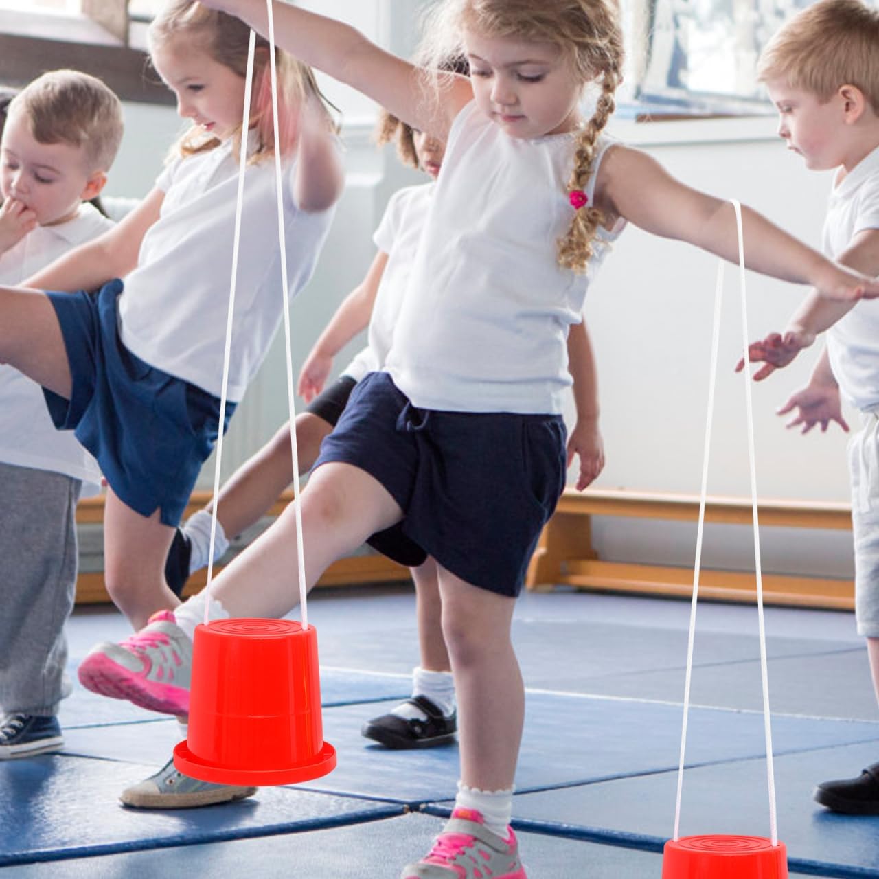 Vaguelly Kids Plastic Jumping Stilts 3 Pairs Outdoor Balance Toys for Children Coordination Training Fun Walker Buckets